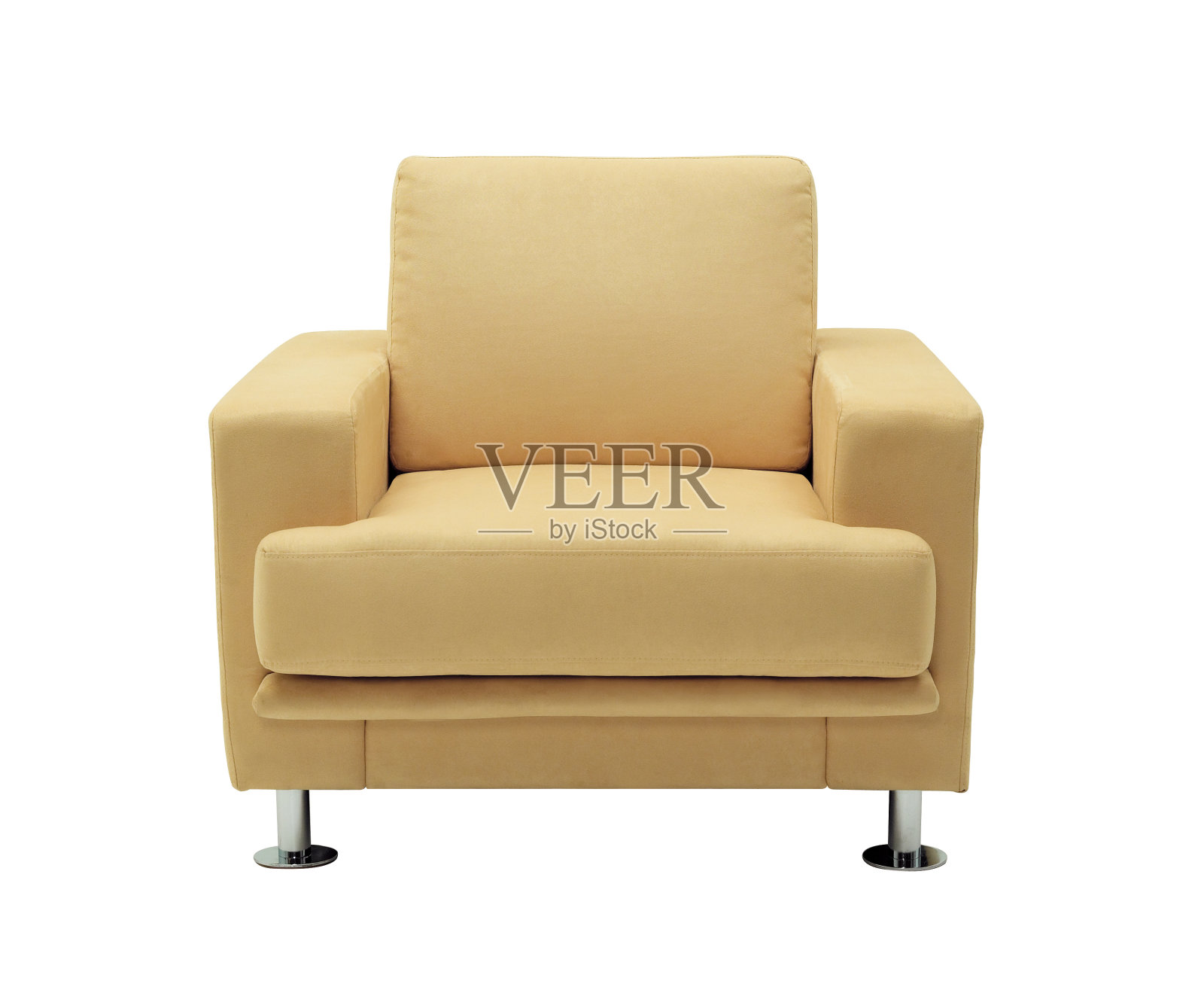 淡黄色的米色沙发孤立在白色的背景上照片摄影图片