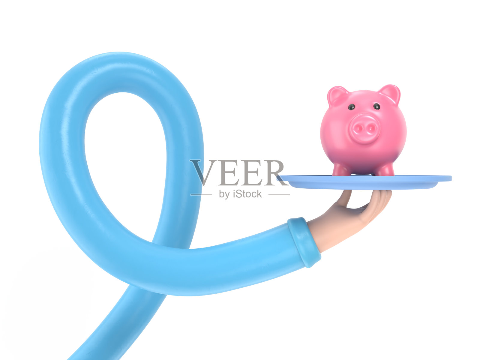 提供投资储蓄服务，最佳财富管理或商业贷款，共同基金和金融解决方案的概念，商人专业手服务珍贵的储蓄罐在豪华托盘。长臂概念。照片摄影图片