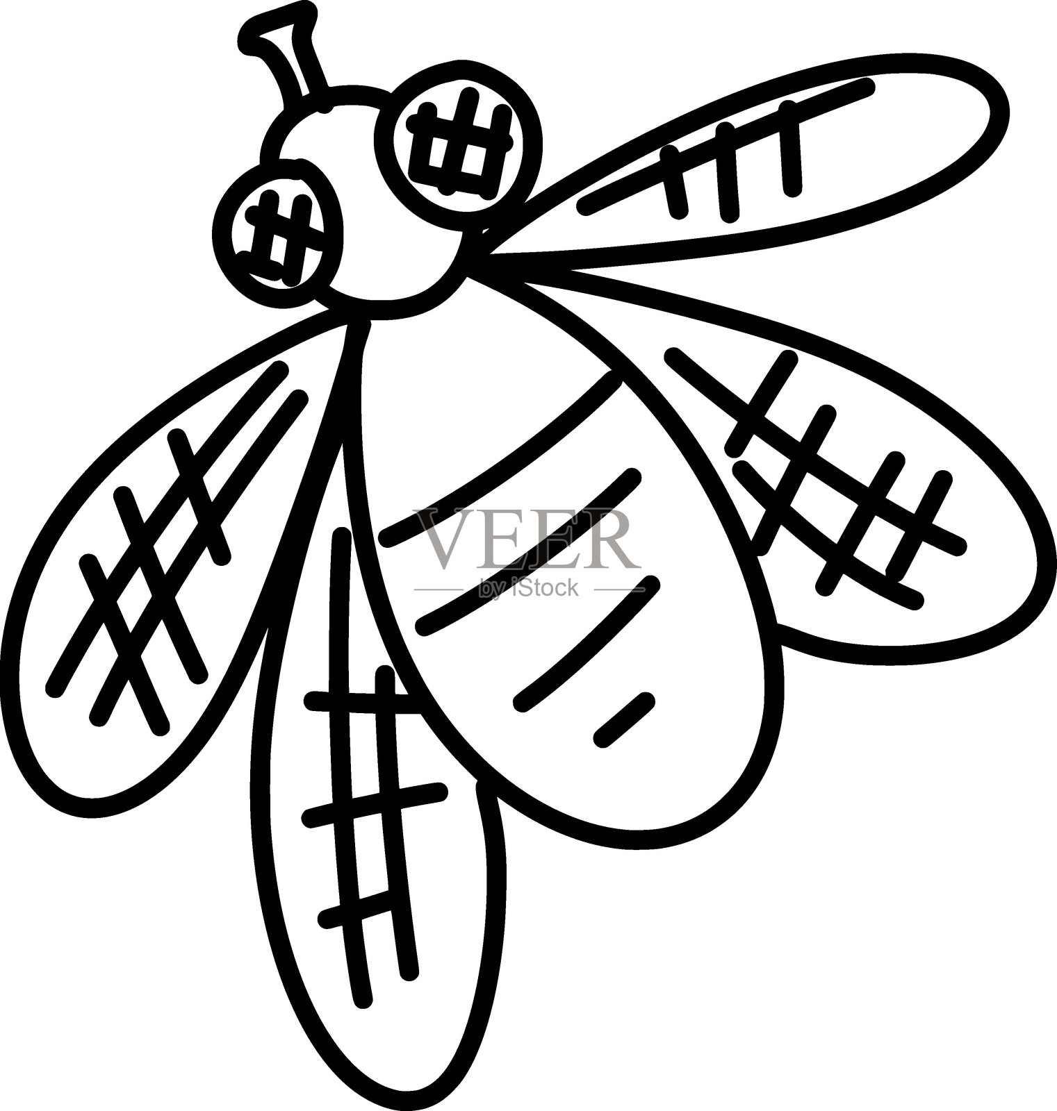 苍蝇昆虫图标。轮廓苍蝇昆虫图标的网页设计孤立的白色背景插画图片素材