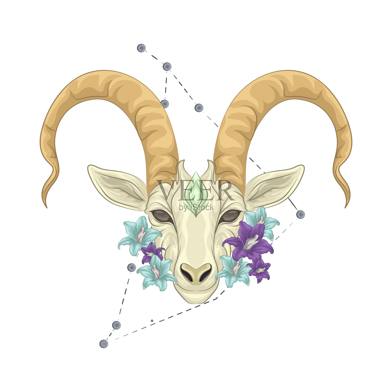 摩羯座插画图片素材