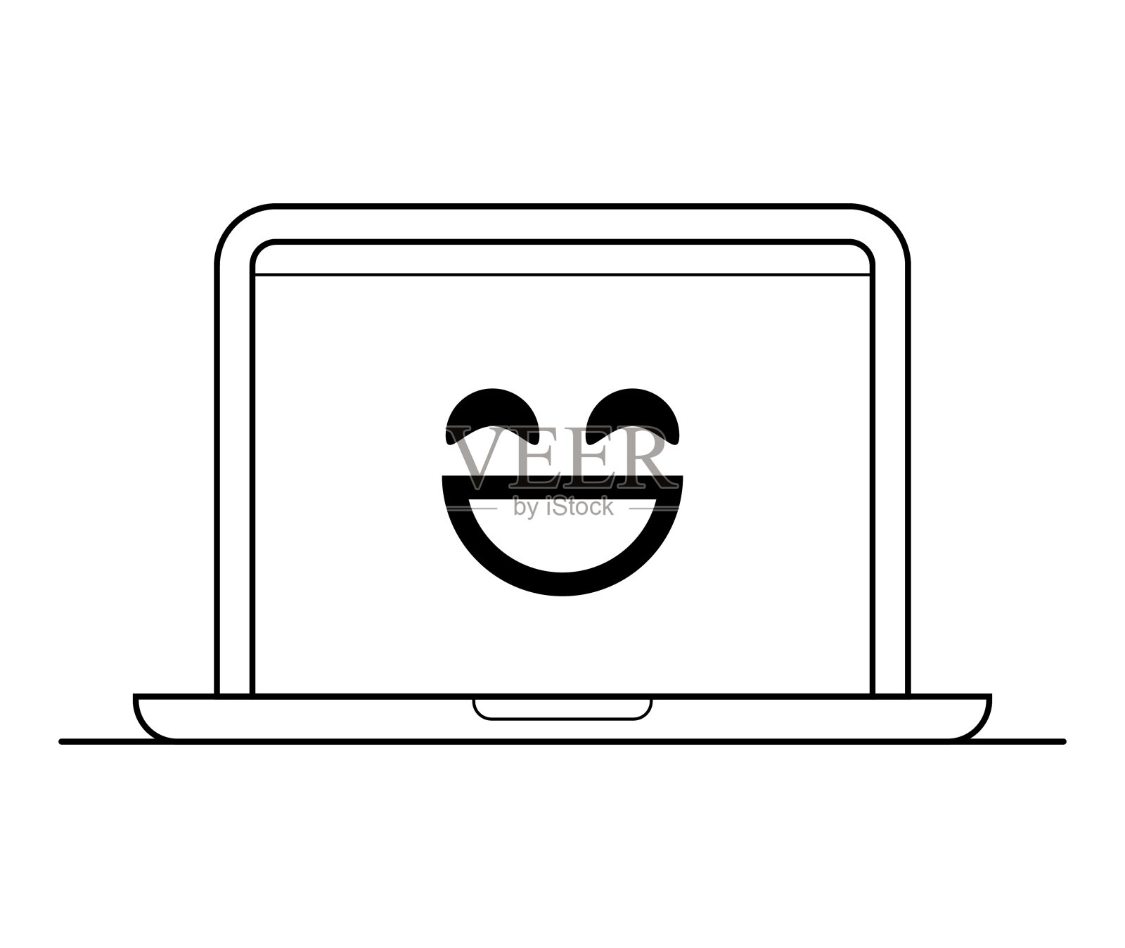 带表情符号的笔记本电脑插画图片素材