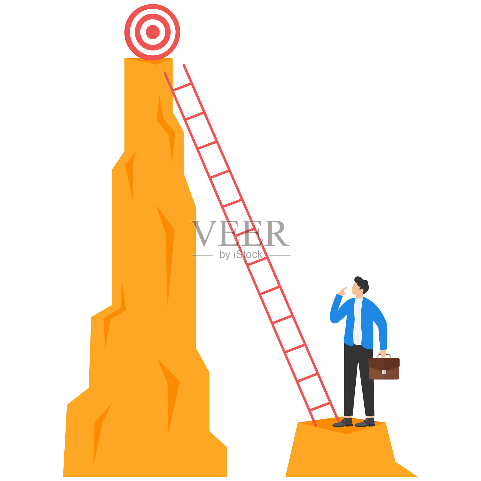 商人爬向目标。概念业务向量。插画图片素材