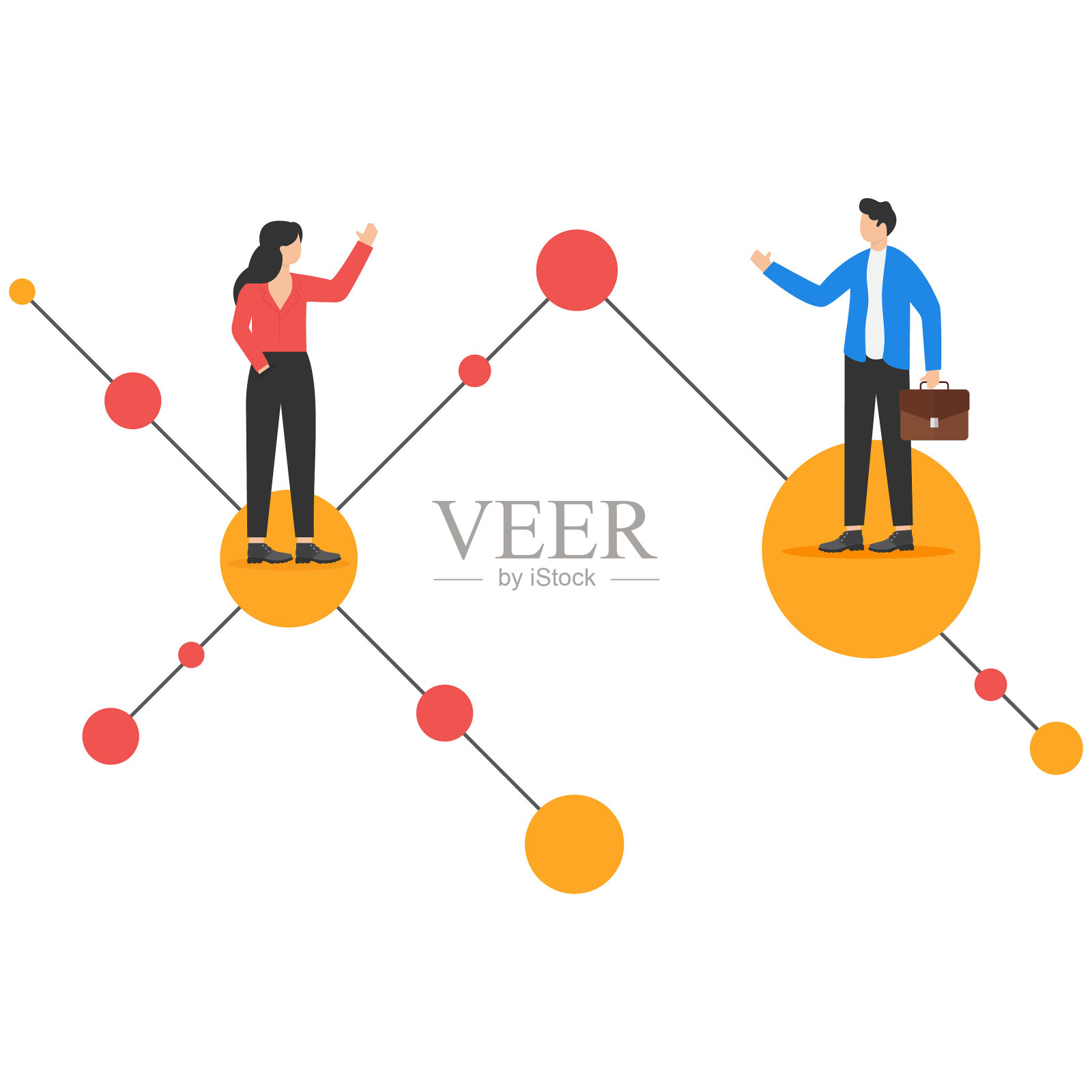 业务网络和联系人。象征联系、技术、沟通。平面现代矢量插图插画图片素材