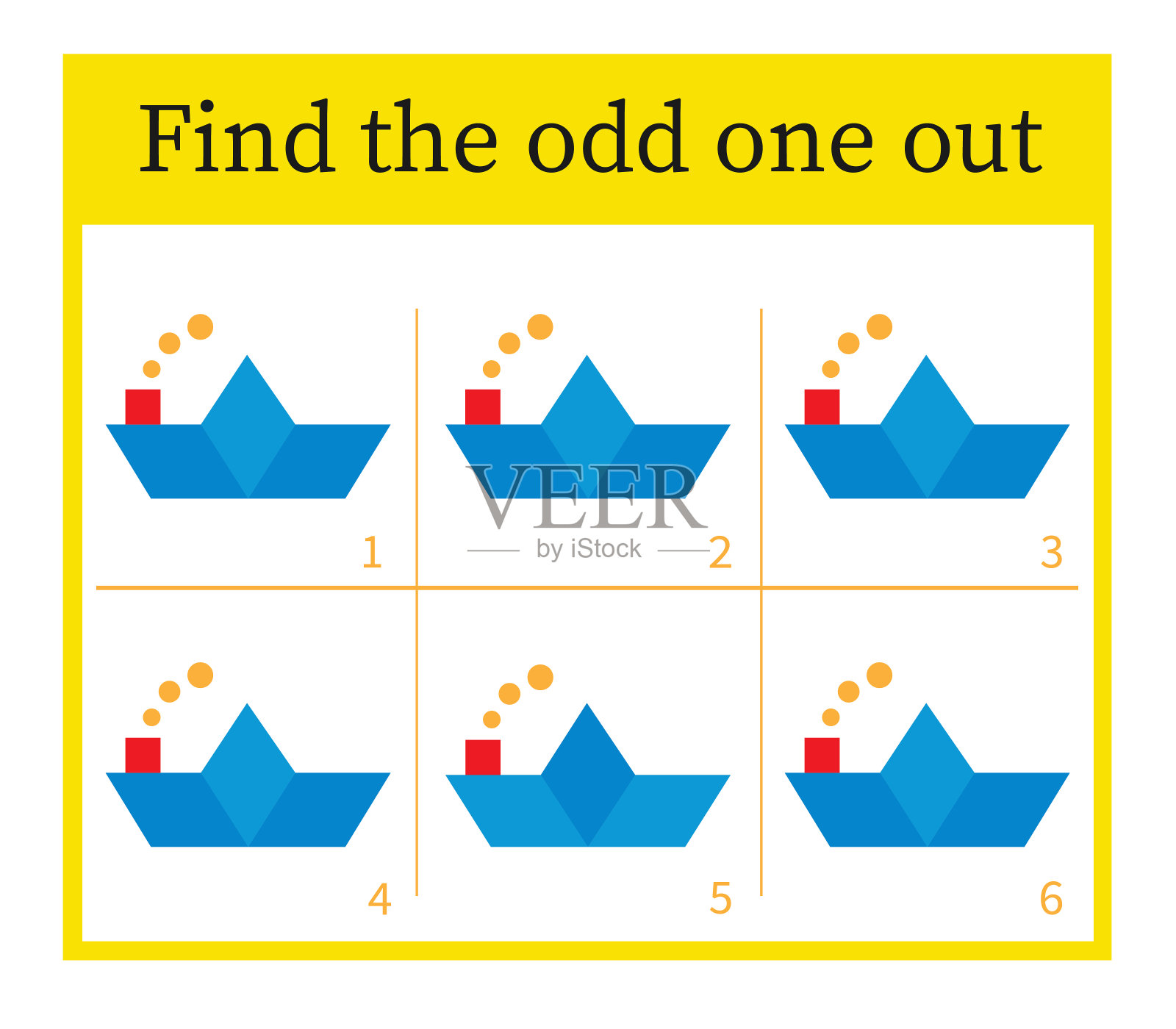 儿童益智游戏。卡通纸船。插画图片素材