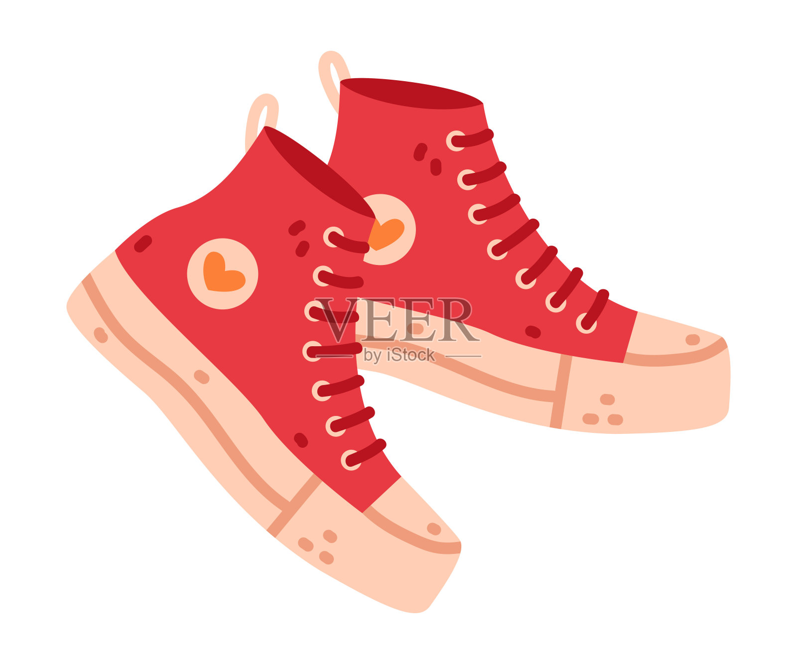 红色运动鞋对秋季鞋和鞋类矢量插图插画图片素材