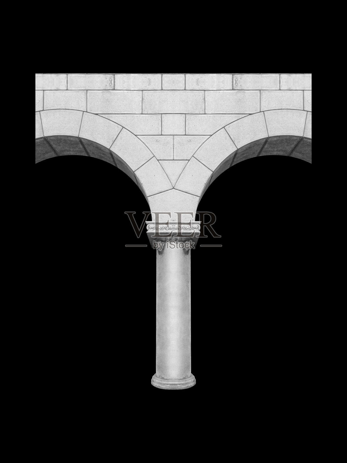 细节，建筑元素的古典建筑。孤立在一个黑色。美术、设计模板。照片摄影图片