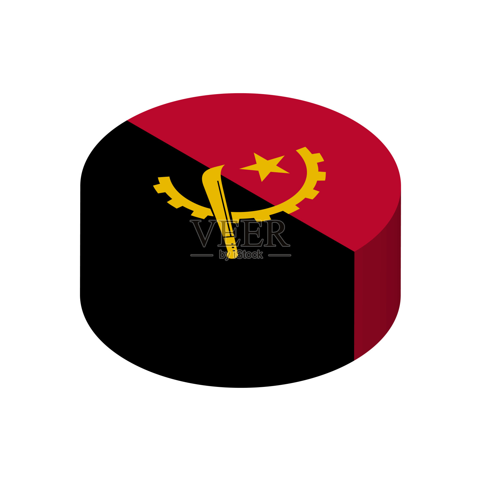 安哥拉的等距三维圆矢量旗插画图片素材
