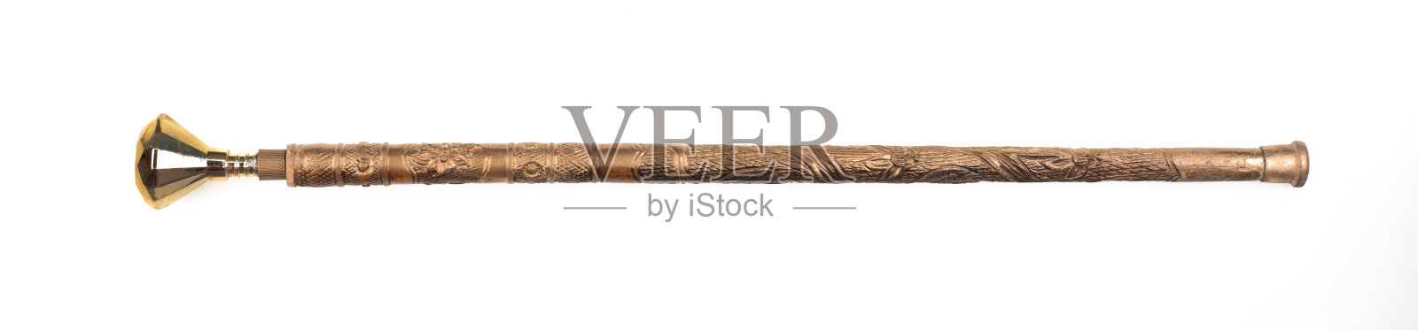 优雅的金色手杖孤立在白色的背景照片摄影图片