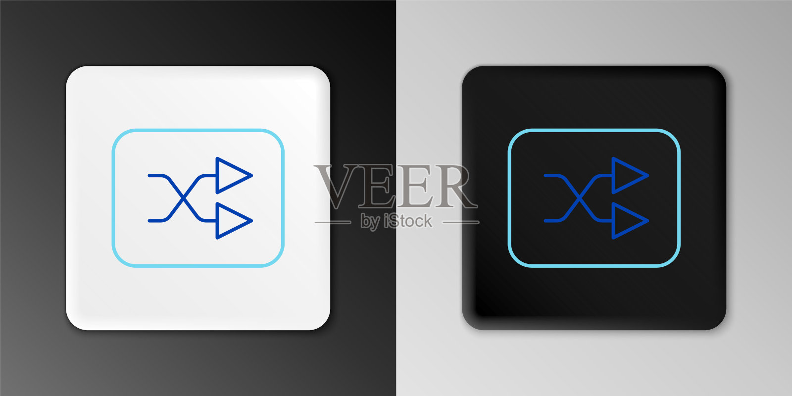 线箭头洗牌图标孤立的灰色背景。色彩缤纷的轮廓概念。向量插画图片素材