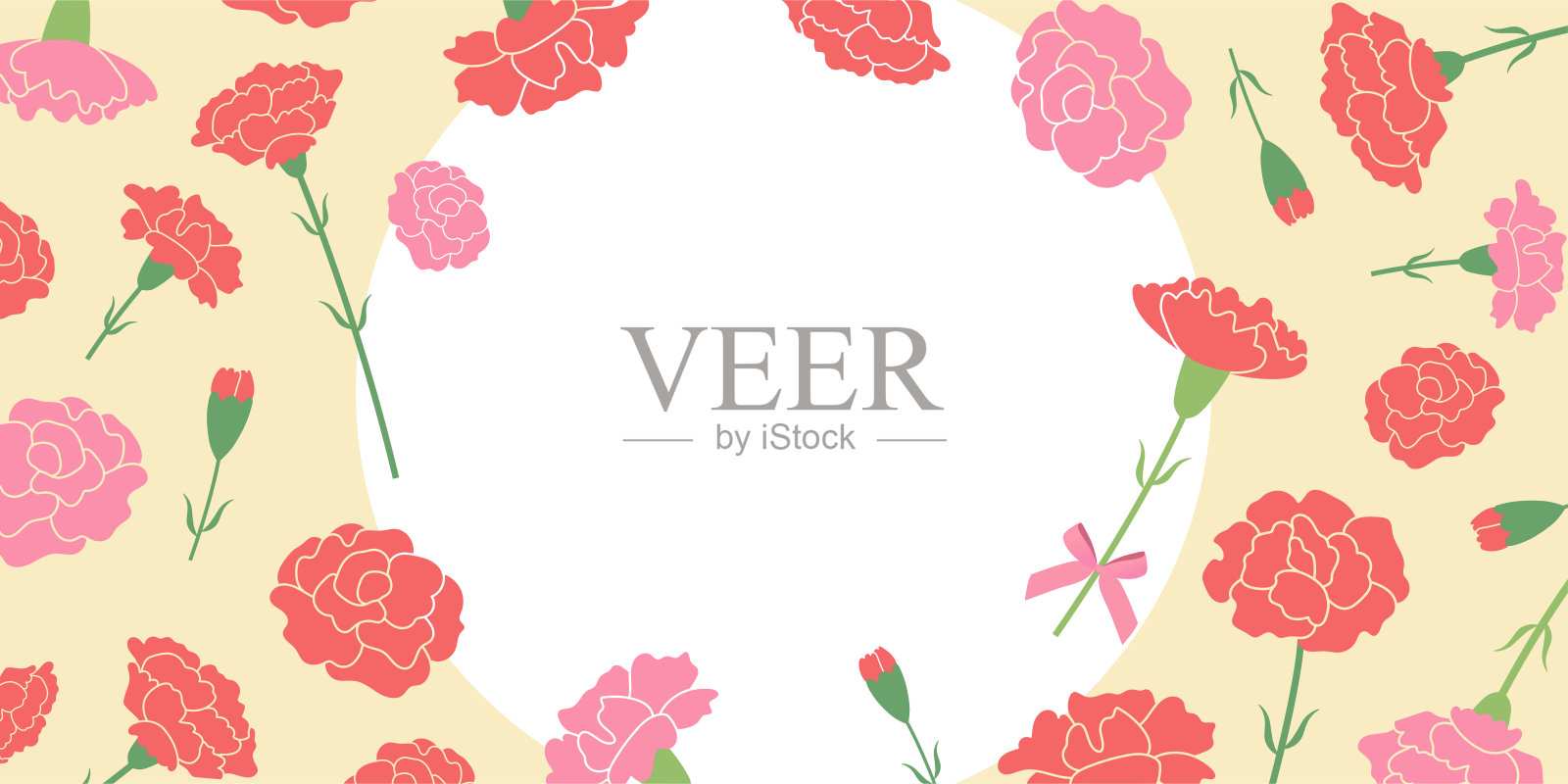 母亲节康乃馨横幅(2:1)_矢量插图插画图片素材