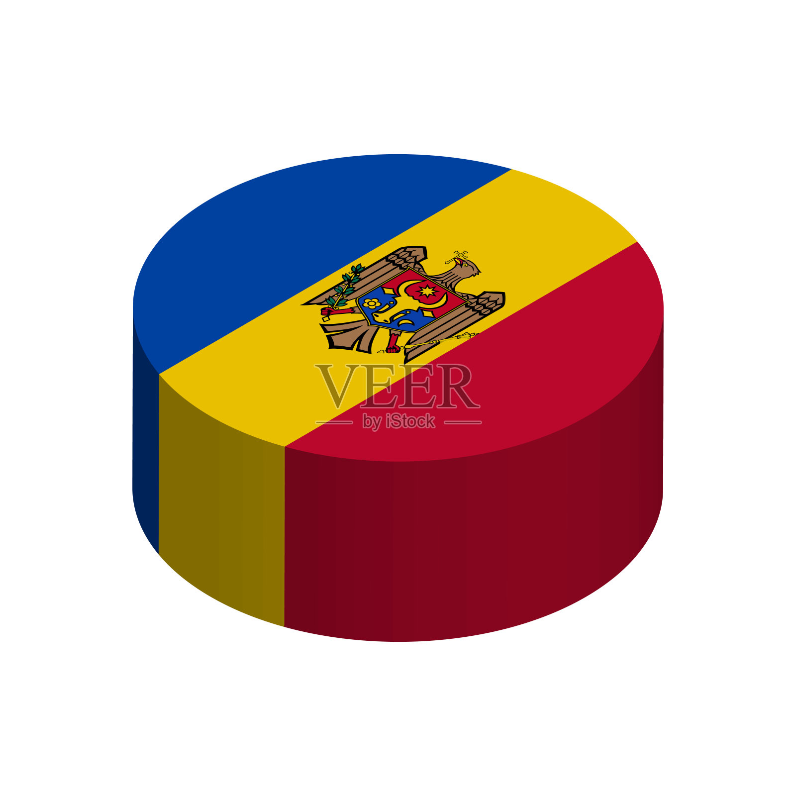 摩尔多瓦的等距三维圆矢量旗插画图片素材