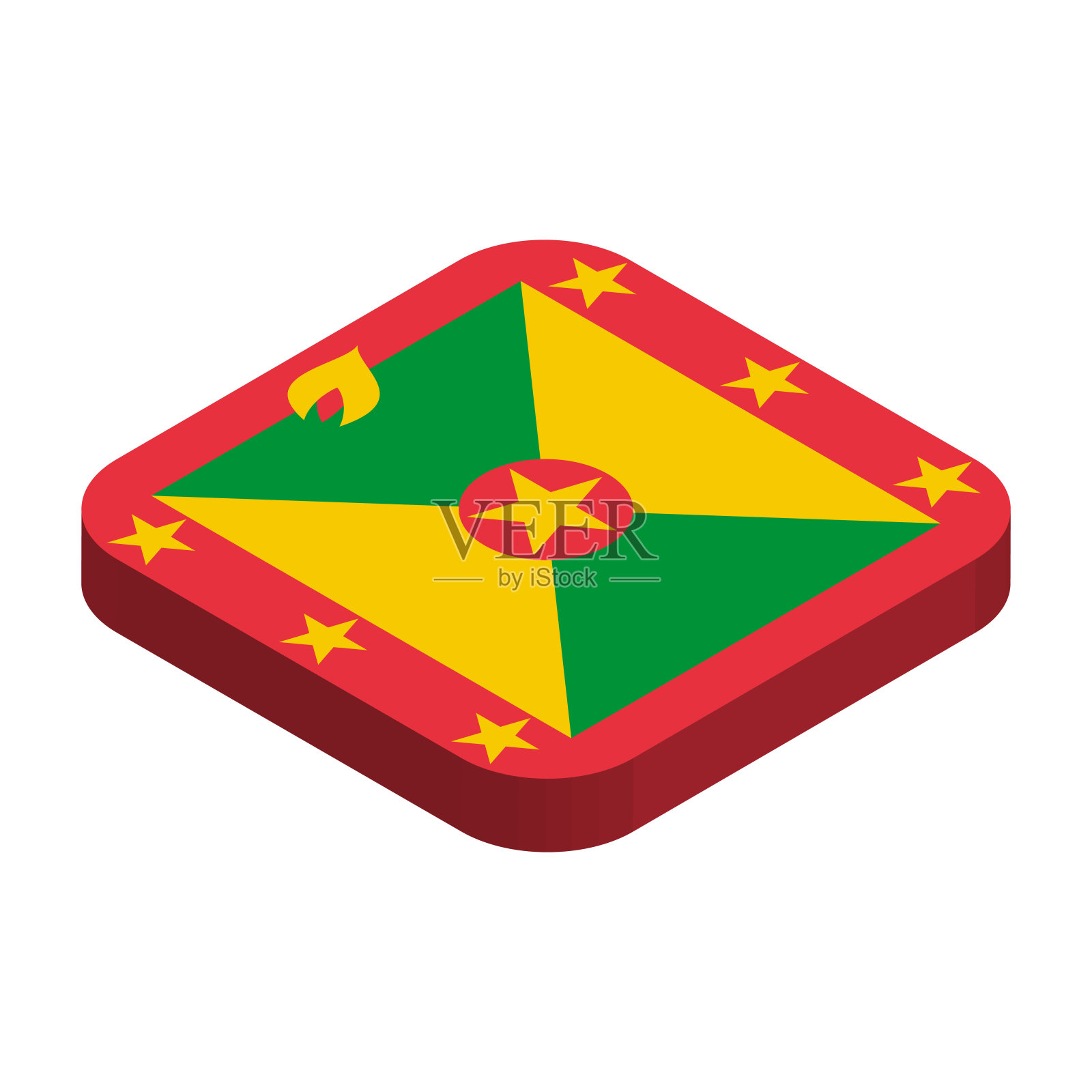 格林纳达的圆方形等距矢量旗插画图片素材