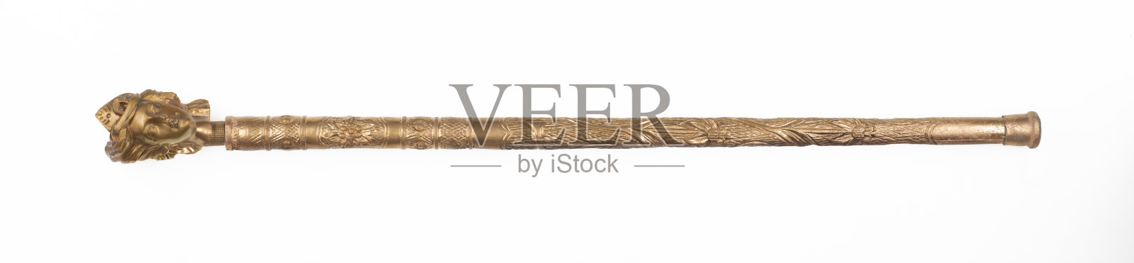 优雅的金色手杖孤立在白色的背景照片摄影图片