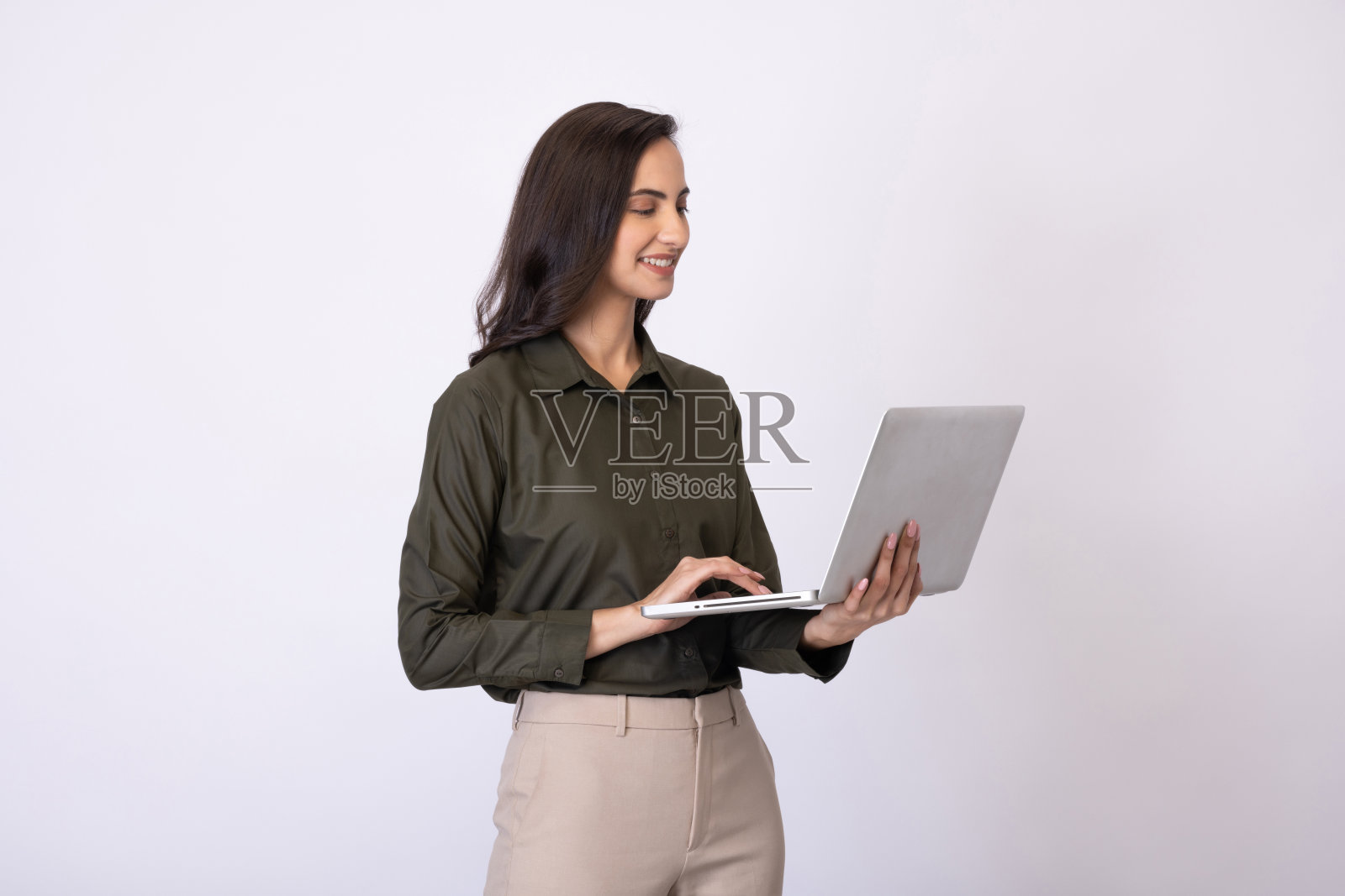 有吸引力的漂亮的商务女士的照片在正装孤立的白色背景股票照片照片摄影图片