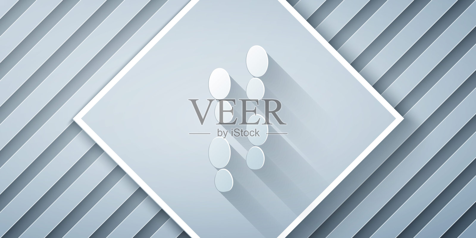 剪纸人类足迹鞋图标孤立的灰色背景。鞋鞋底。纸艺风格。向量插画图片素材