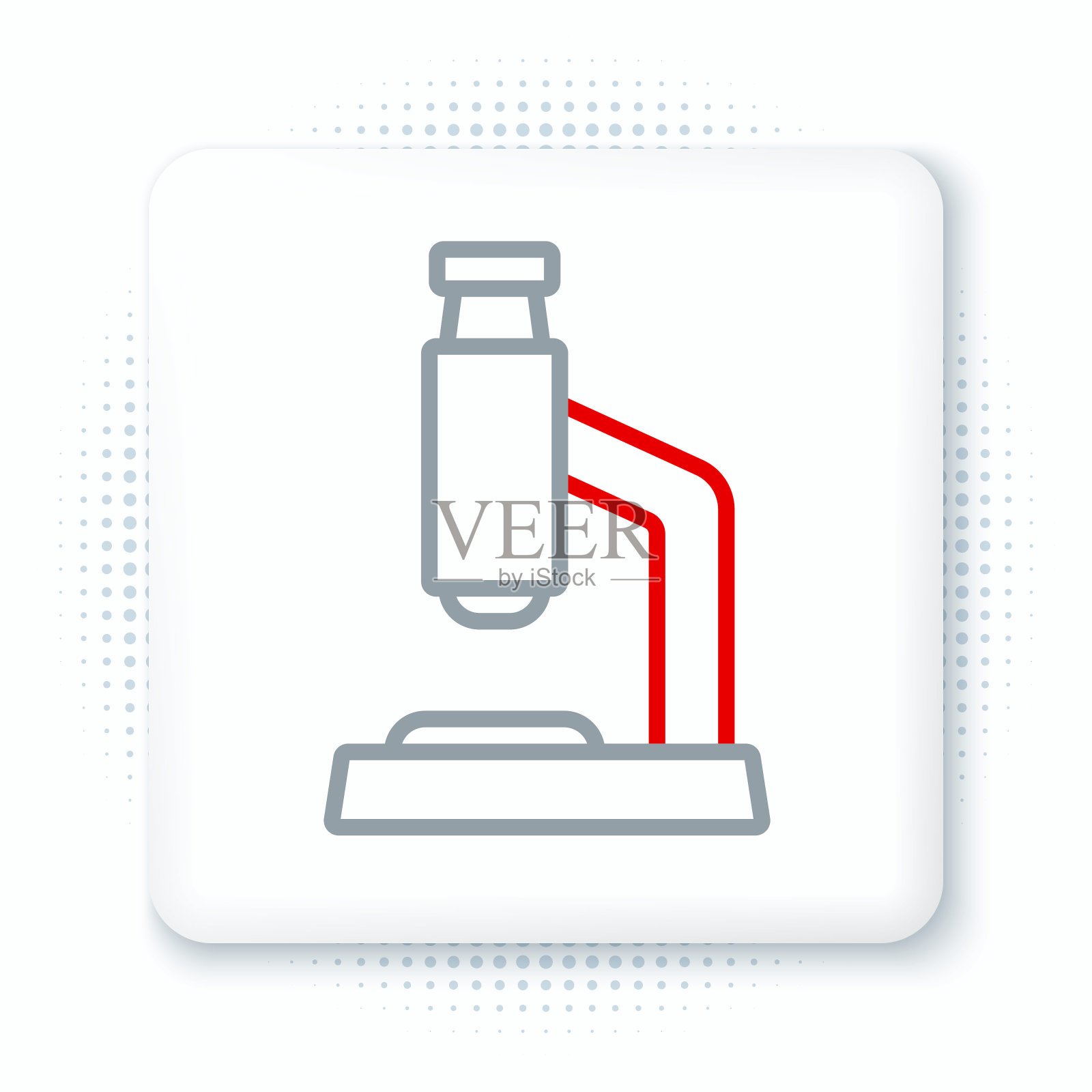 线显微镜图标隔离在白色背景。化学、制药仪器、微生物放大工具。色彩缤纷的轮廓概念。向量插画图片素材