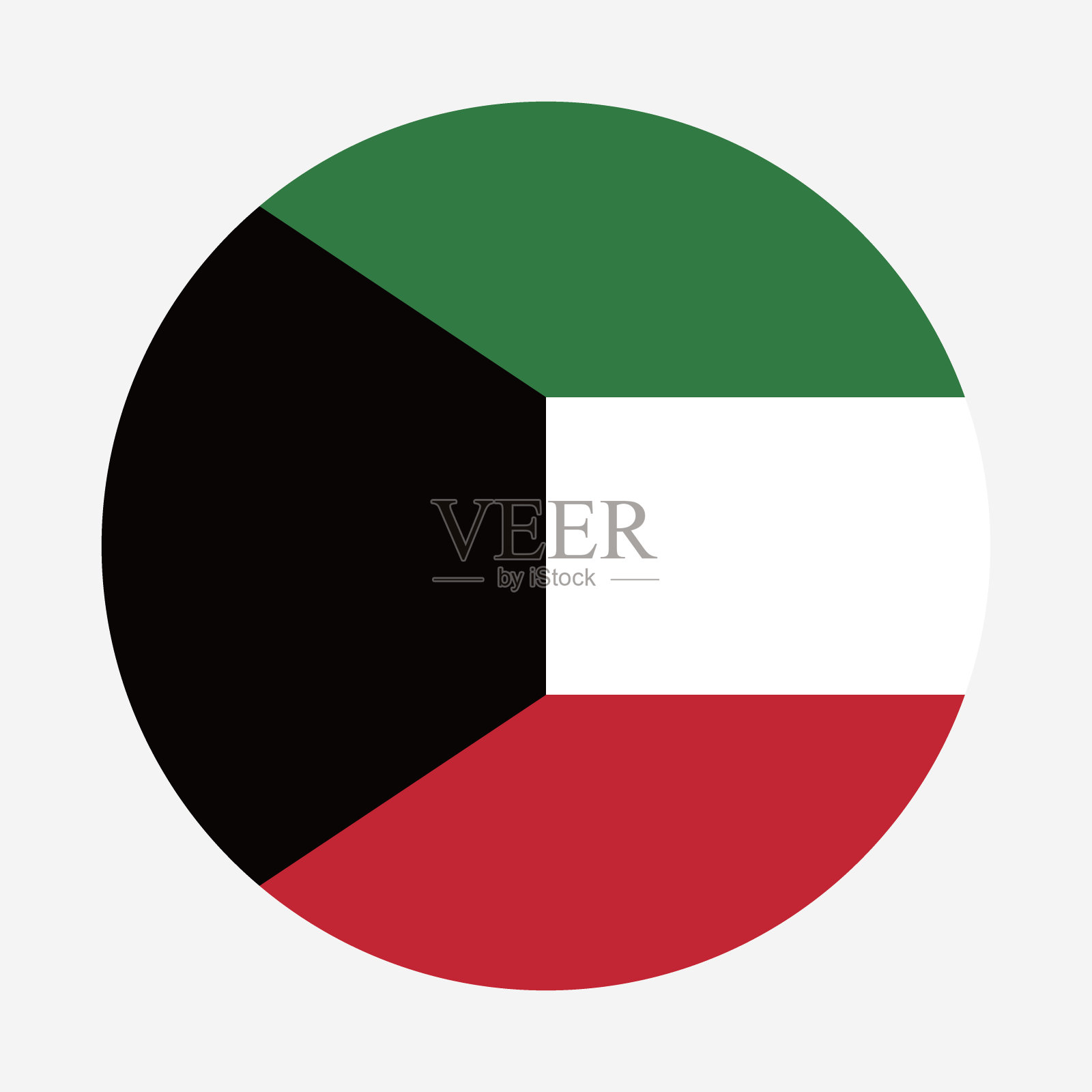 科威特国旗。按钮标志图标。标准颜色。圆形按钮图标。圆圈图标。电脑插图。数码插图。矢量插图。插画图片素材