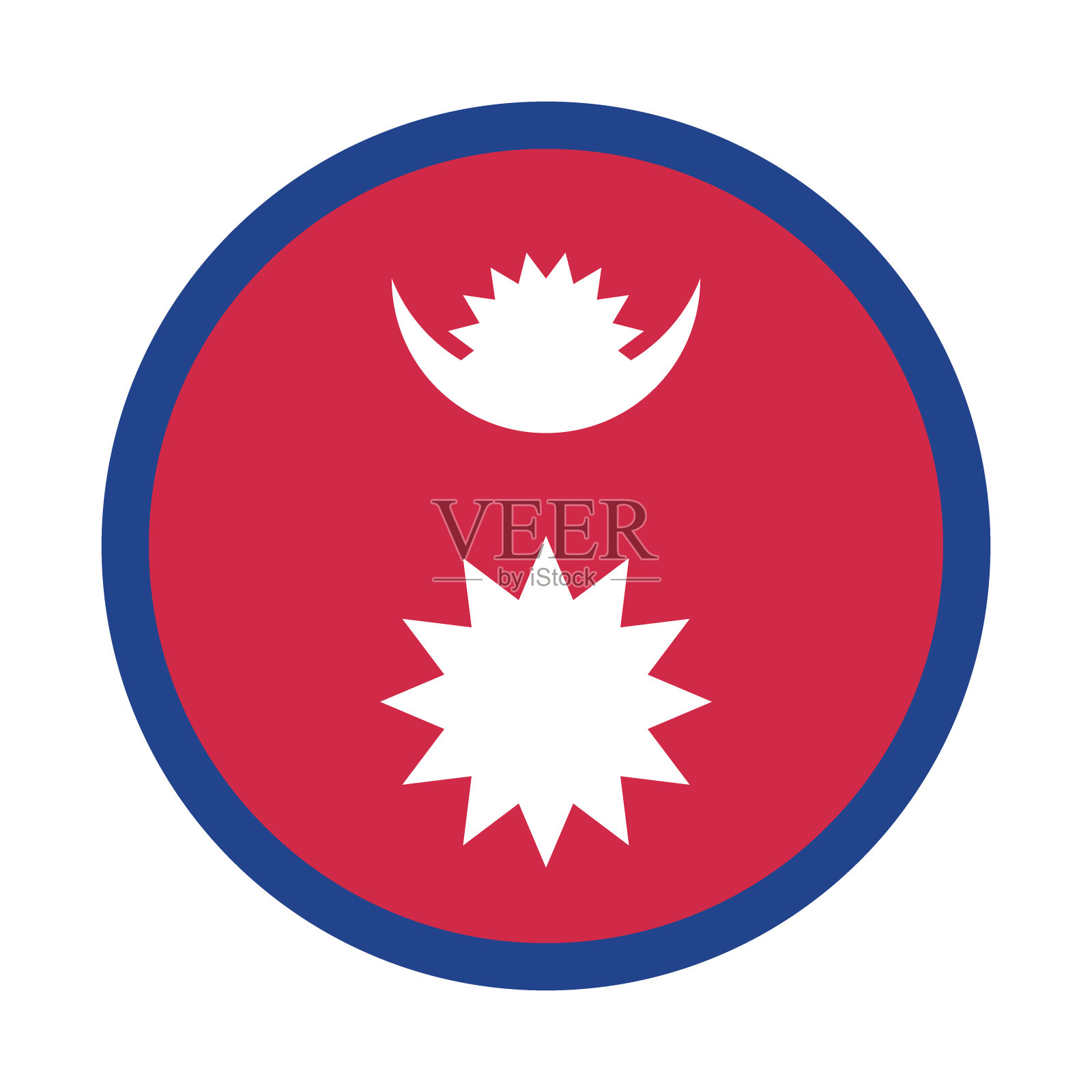 尼泊尔圆形旗帜按钮图标矢量插画插画图片素材