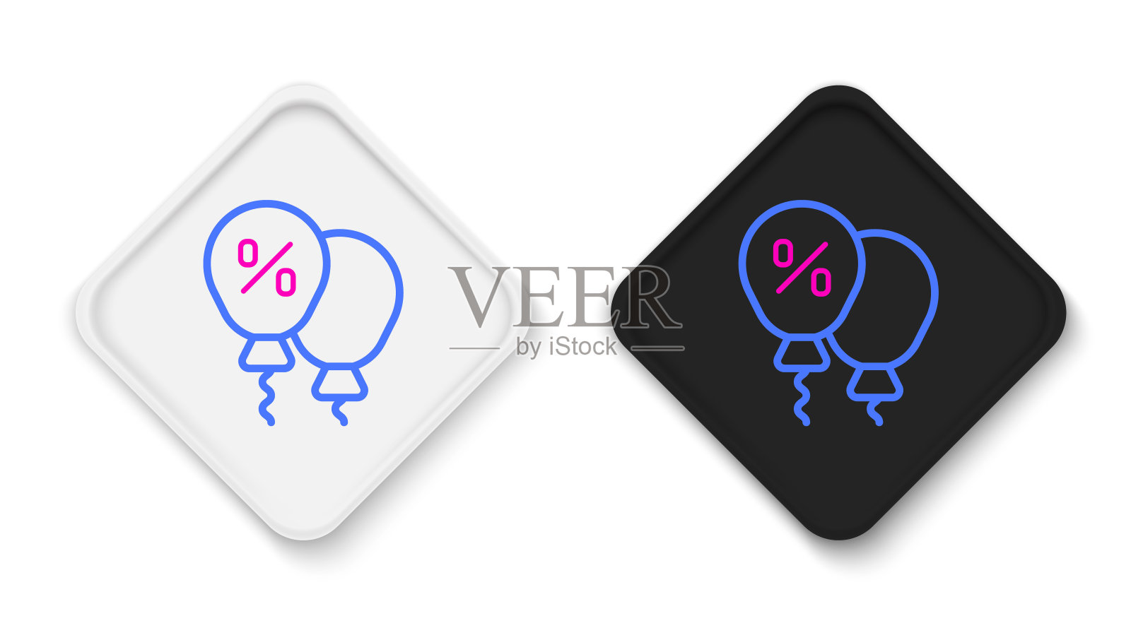 线折扣百分之标签图标孤立的白色背景。购物标牌。特价标志。折扣券符号。色彩缤纷的轮廓概念。向量插画图片素材