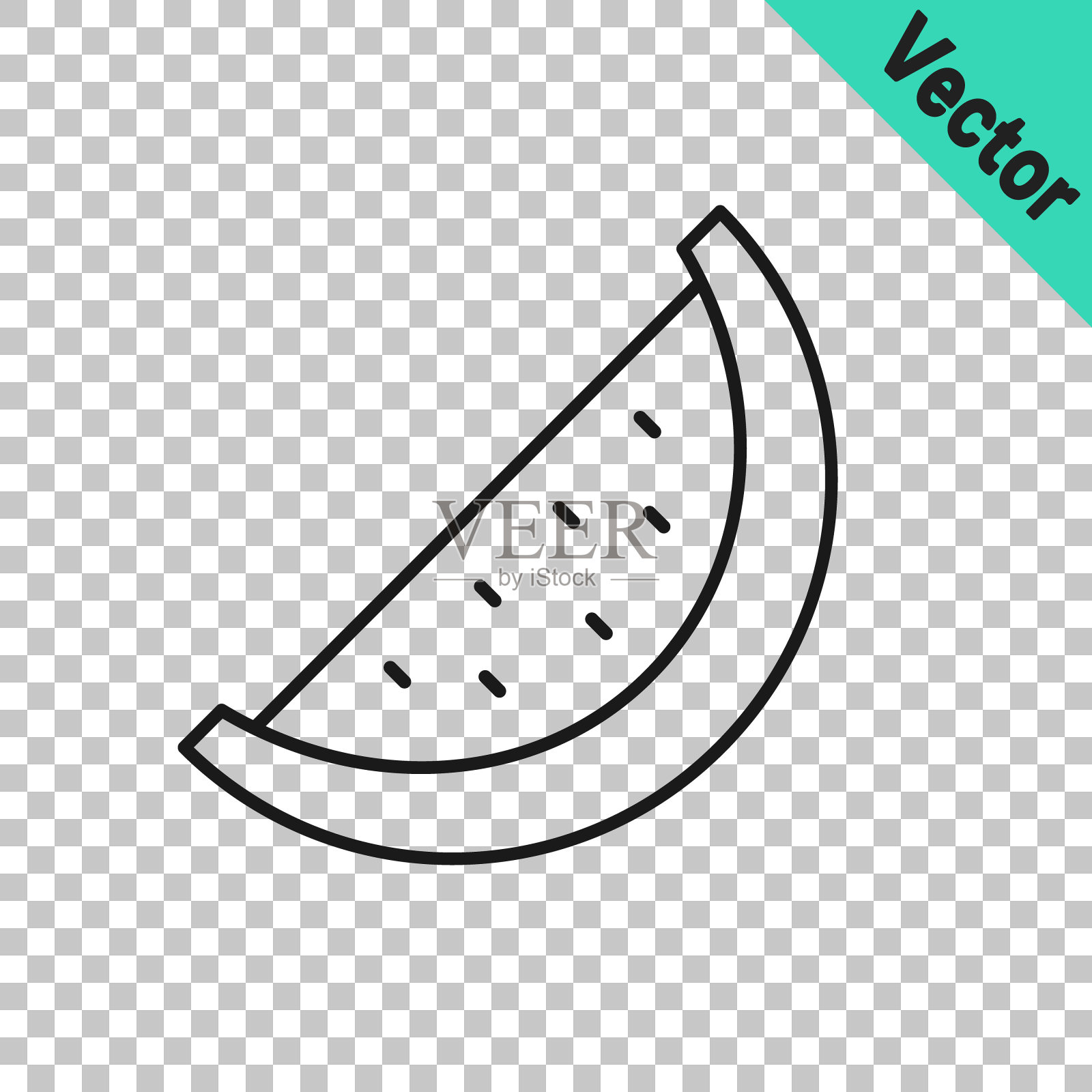 黑色线西瓜图标隔离在透明的背景。向量插画图片素材