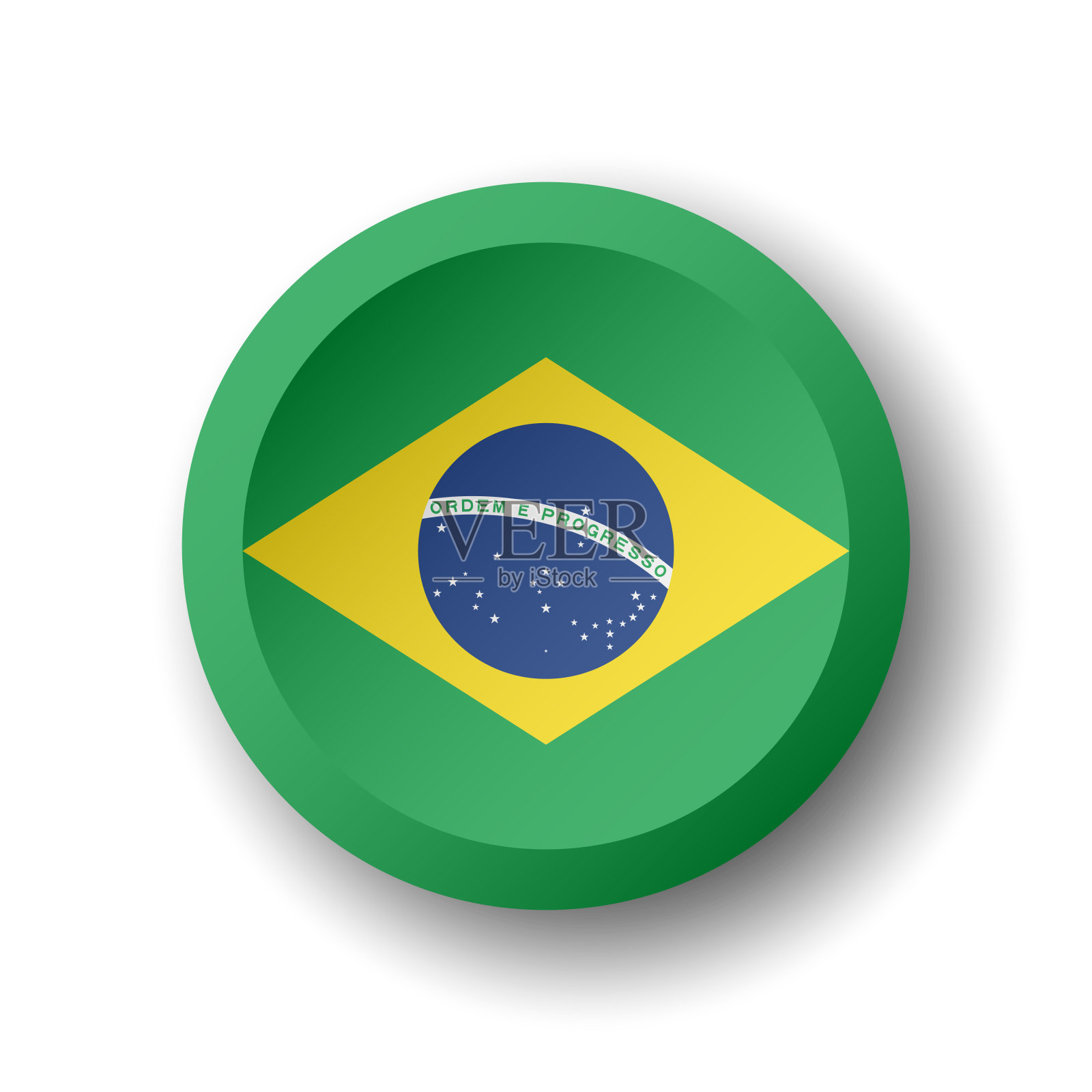 巴西国旗的圆形按钮插画图片素材