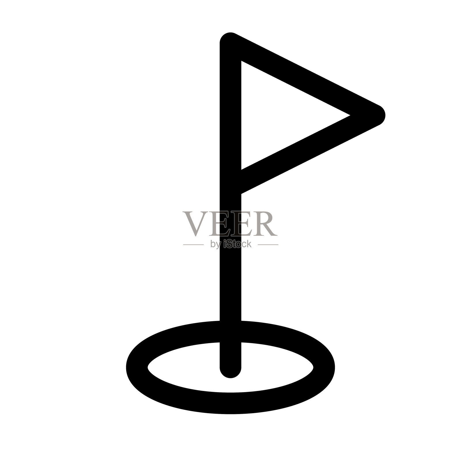 表示地图、旗帜和点的线条样式图标插画图片素材