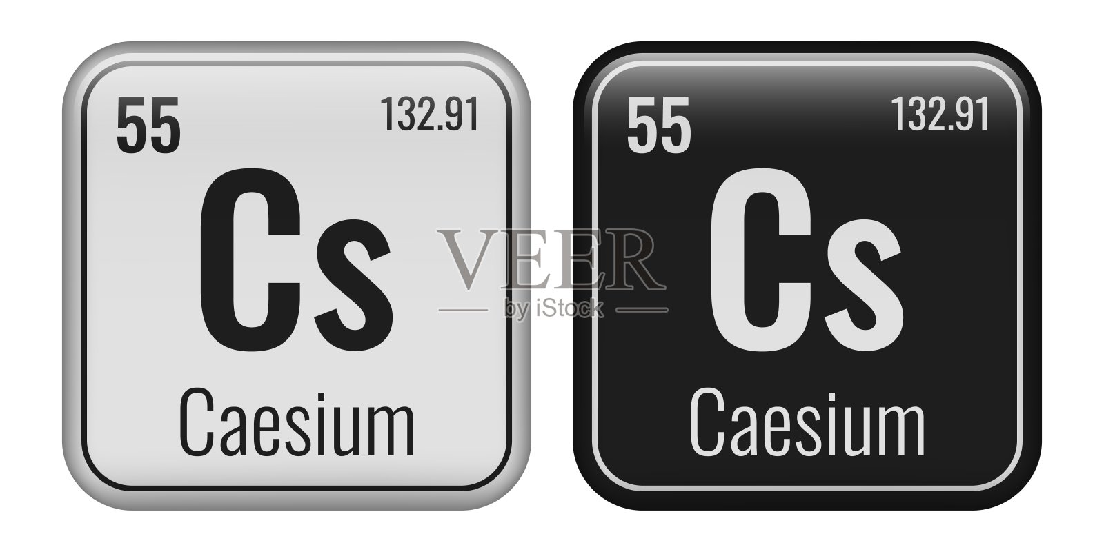 铯的象征。元素周期表中的化学元素。矢量插图隔离在白色背景上。玻璃的迹象。插画图片素材