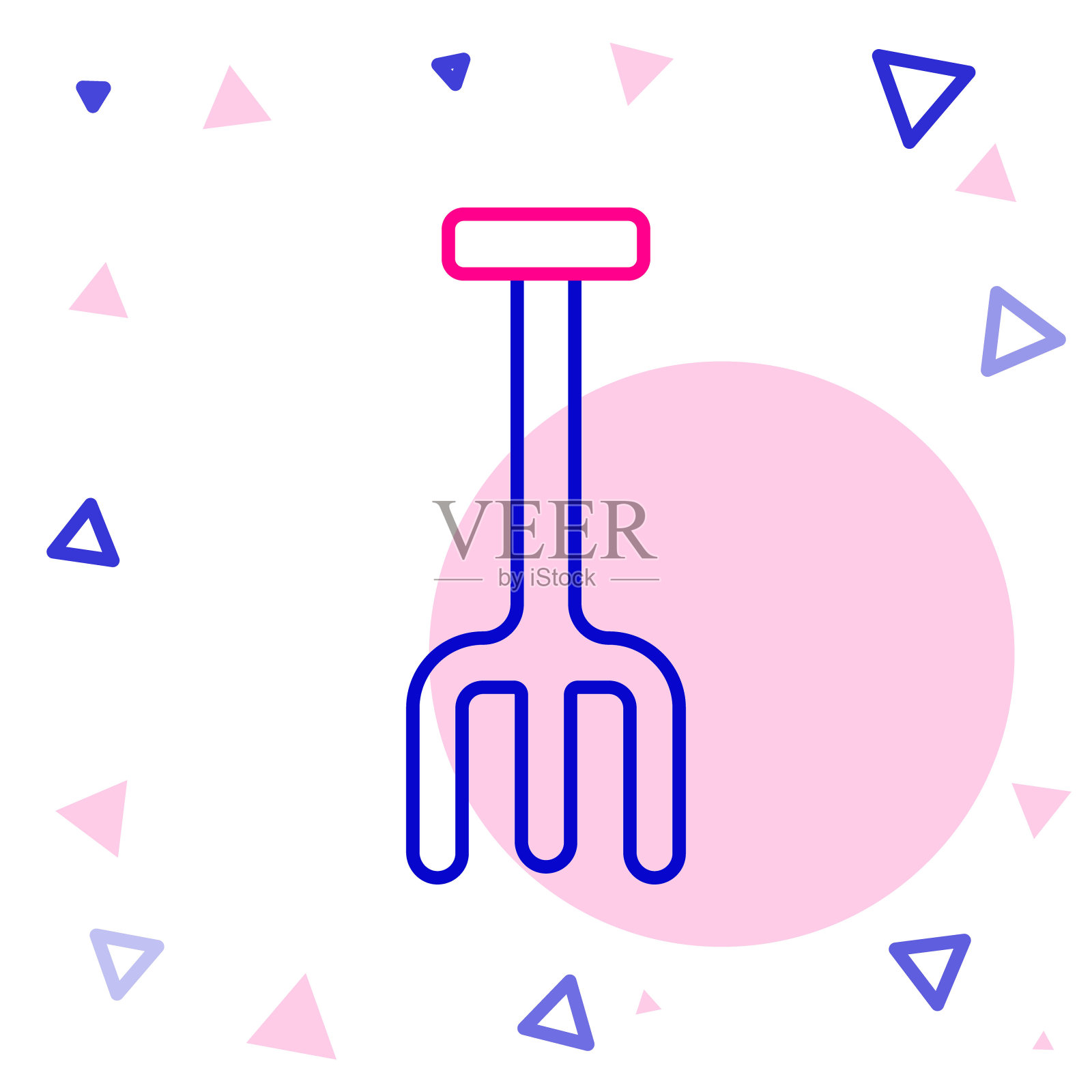 线花园耙图标孤立的白色背景。园艺、农业、耕作工具。地面中耕机。客房服务设备。色彩缤纷的轮廓概念。向量插画图片素材