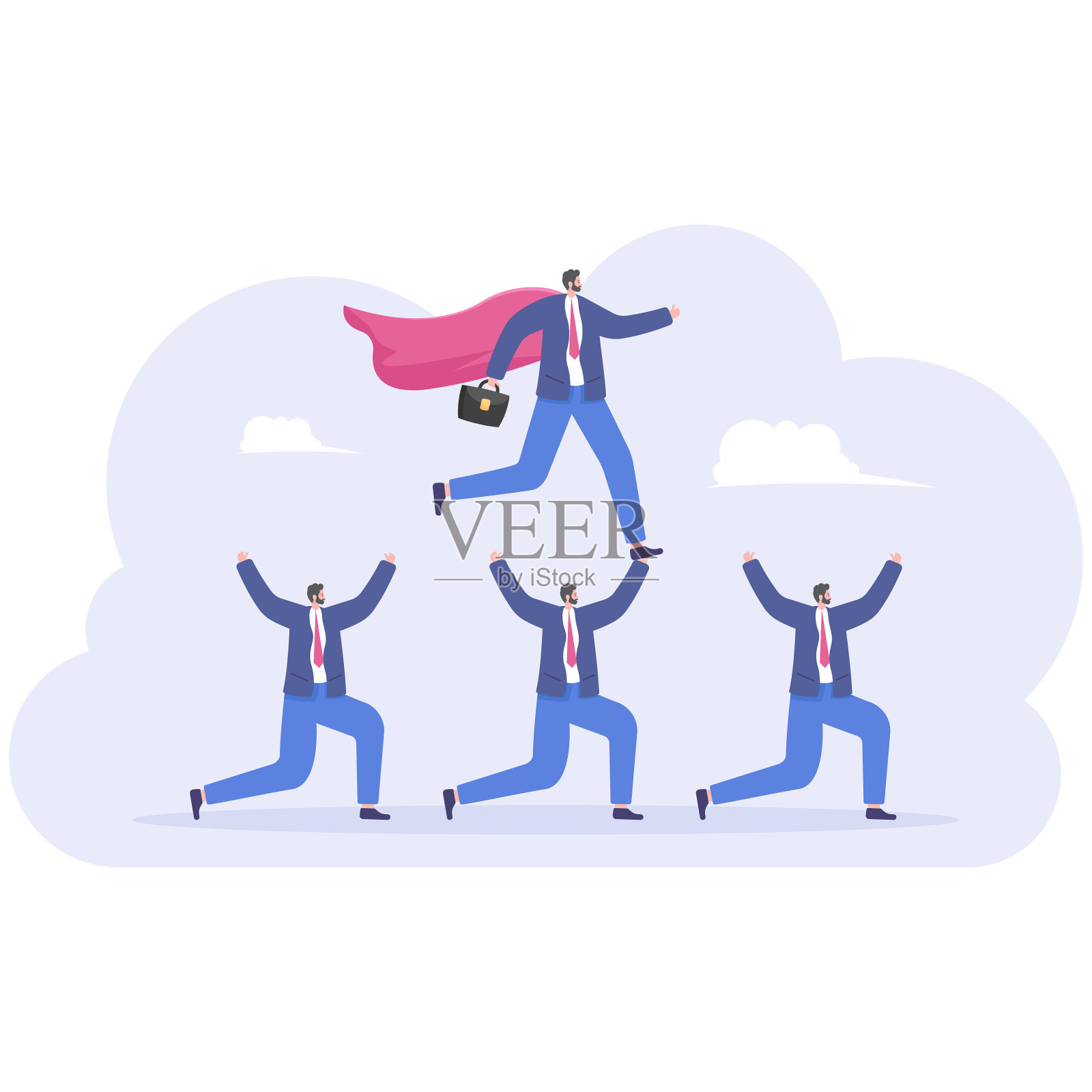 坏老板骑在商人身上，插画图片素材