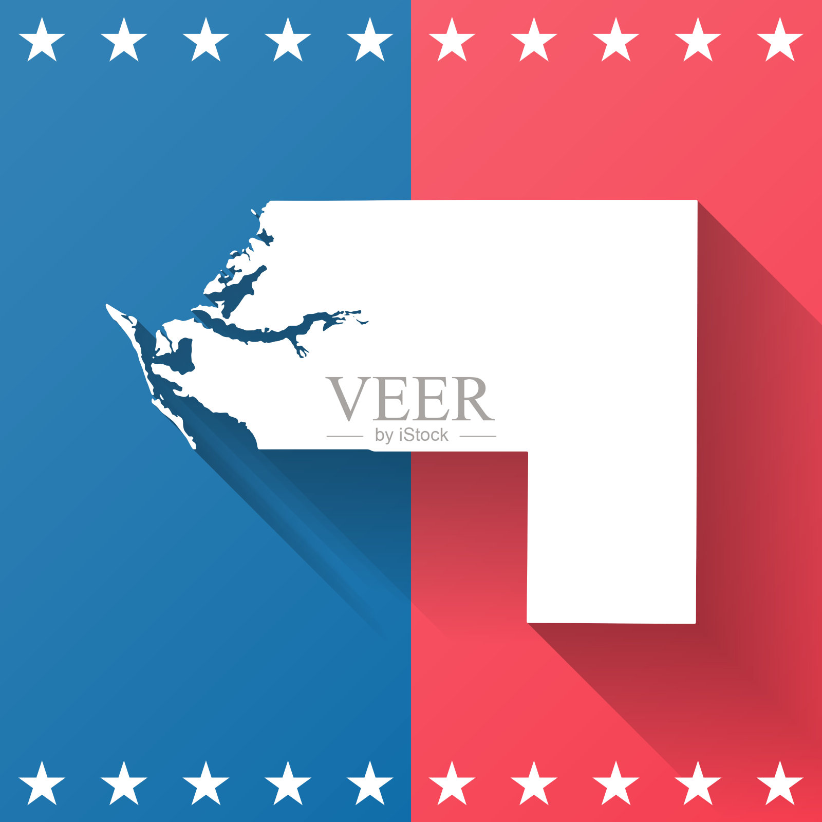 佛罗里达州的海牛县。地图在蓝色和红色的背景插画图片素材