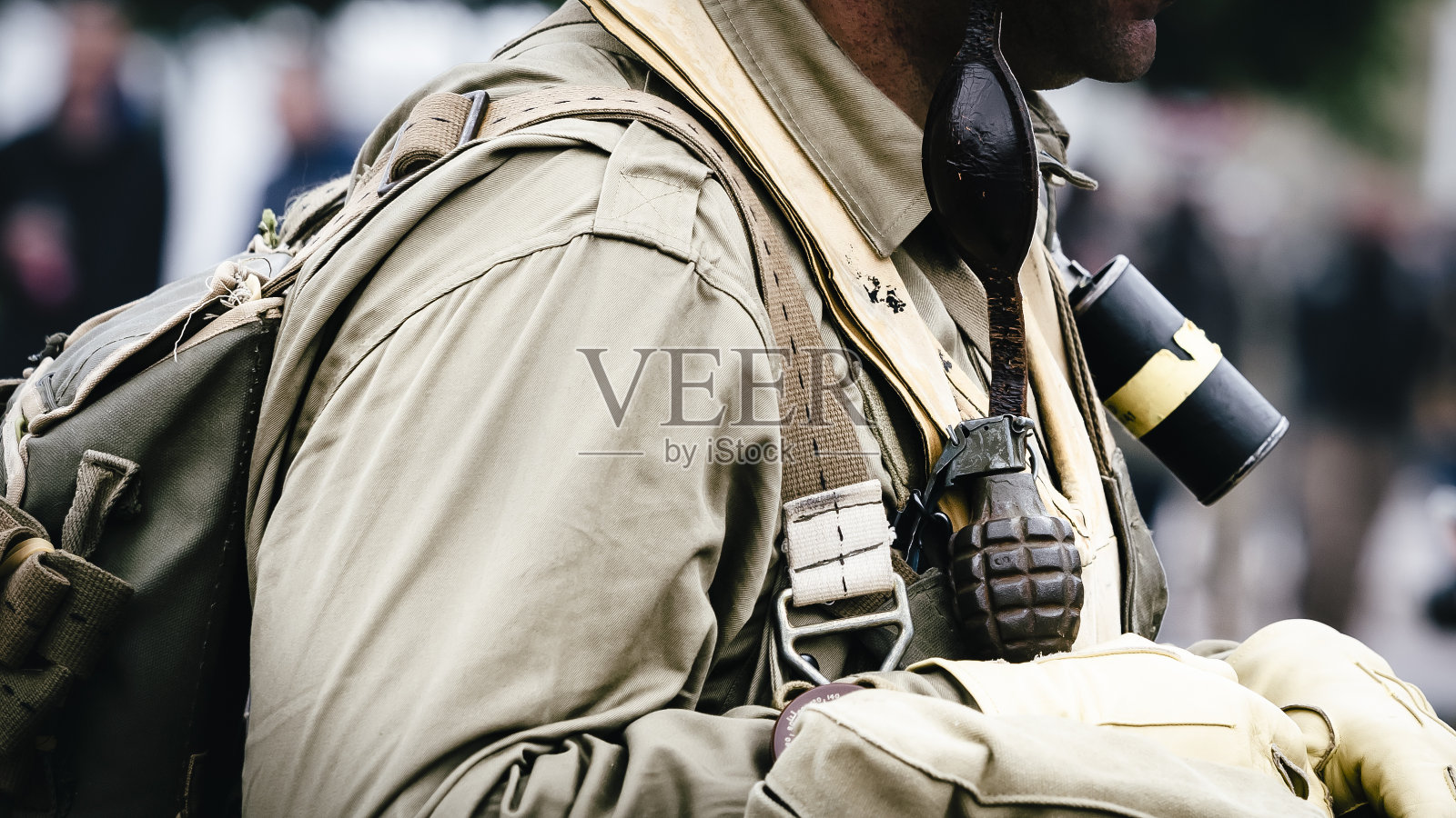 二战纪念日，武装部队士兵特写照片摄影图片