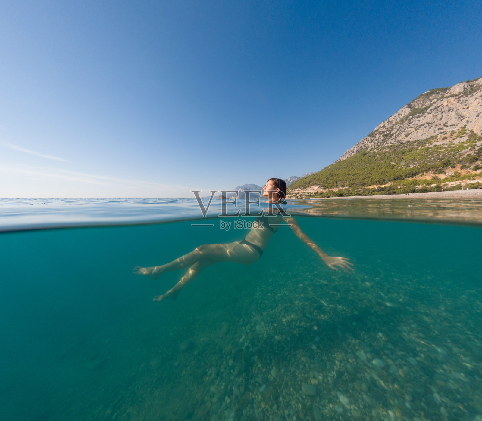 海夏季景观。旅游和度假的概念。照片摄影图片