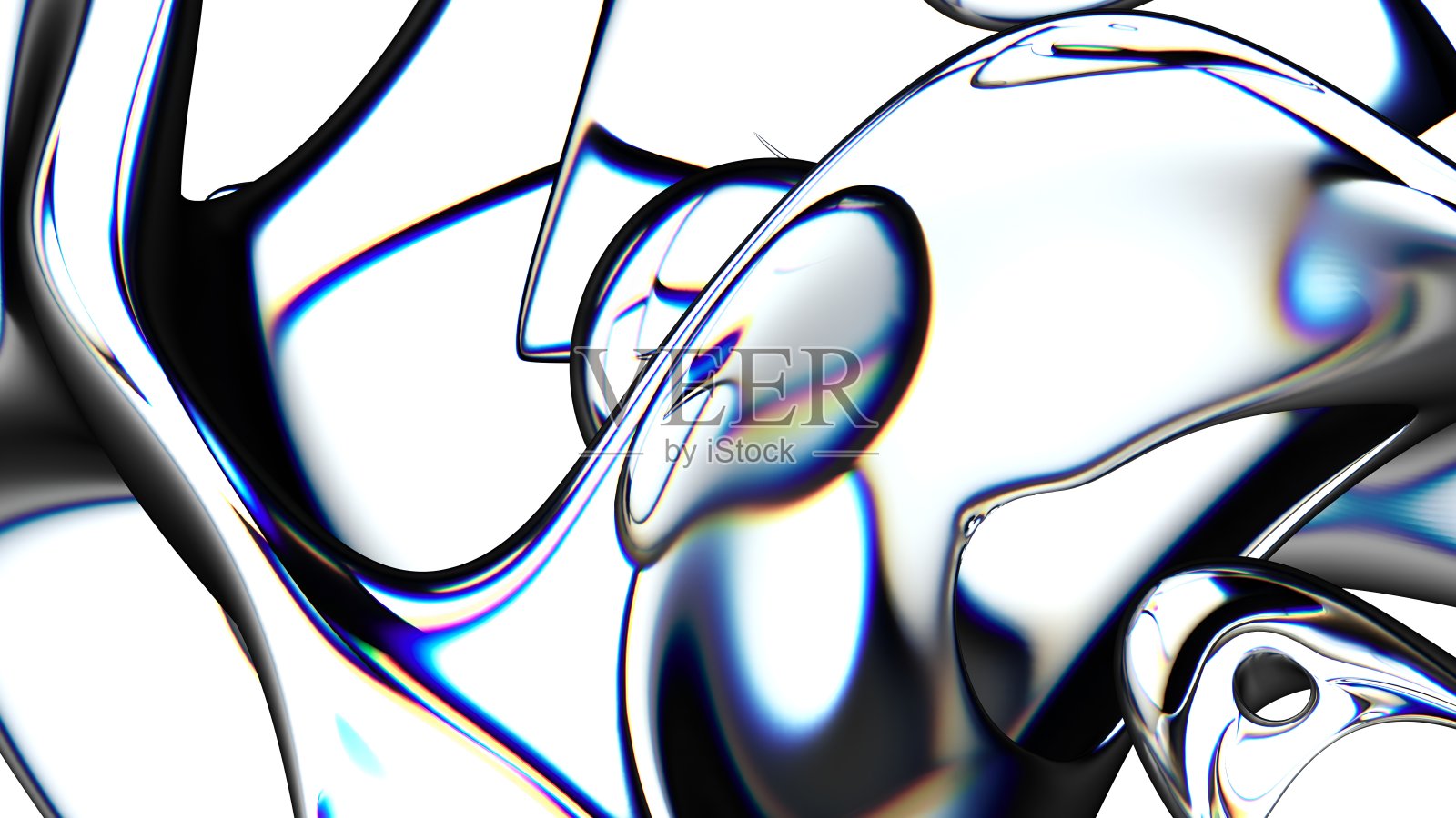 3d渲染抽象艺术3d背景部分超现实外星玻璃花在球形螺旋曲线波浪圆线形成色散彩虹色光谱棱镜效果在白色背景照片摄影图片