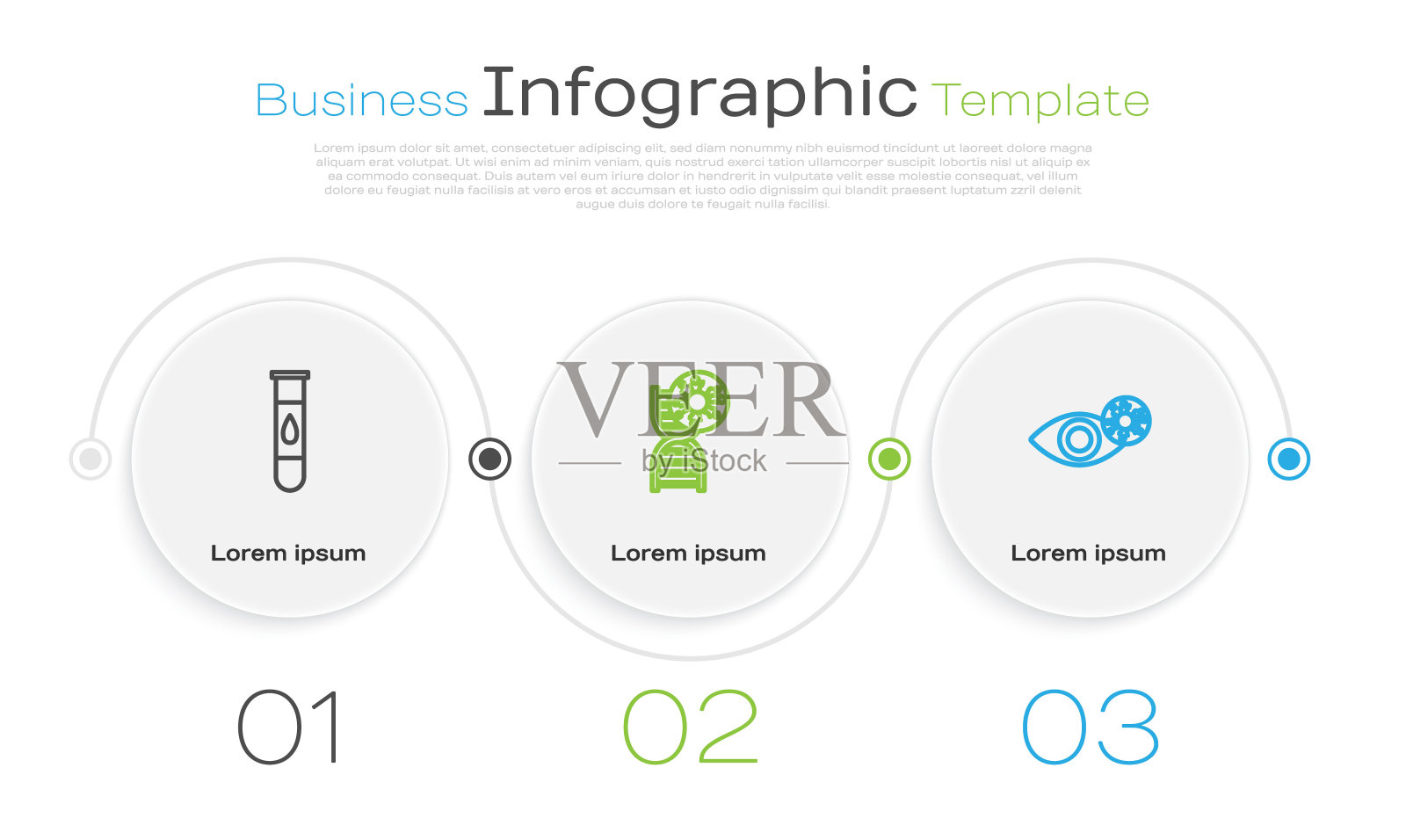 血检和病毒，DNA符号和红眼睛所致。业务信息图表模板。向量插画图片素材