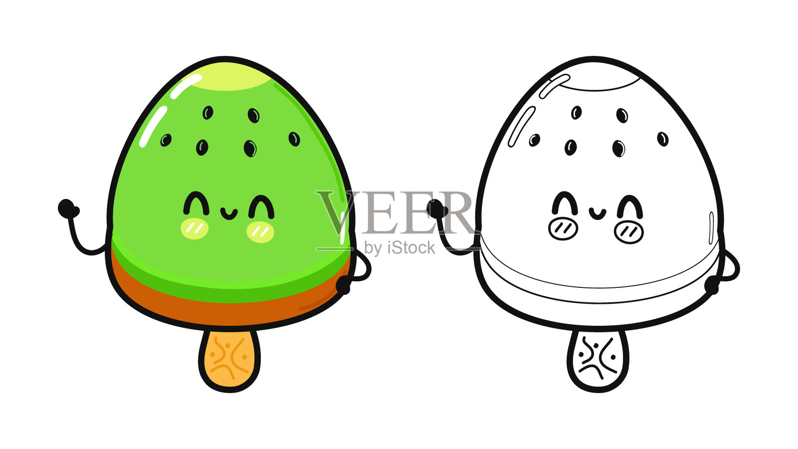 可爱的冰淇淋。为涂色书勾勒卡通插图插画图片素材