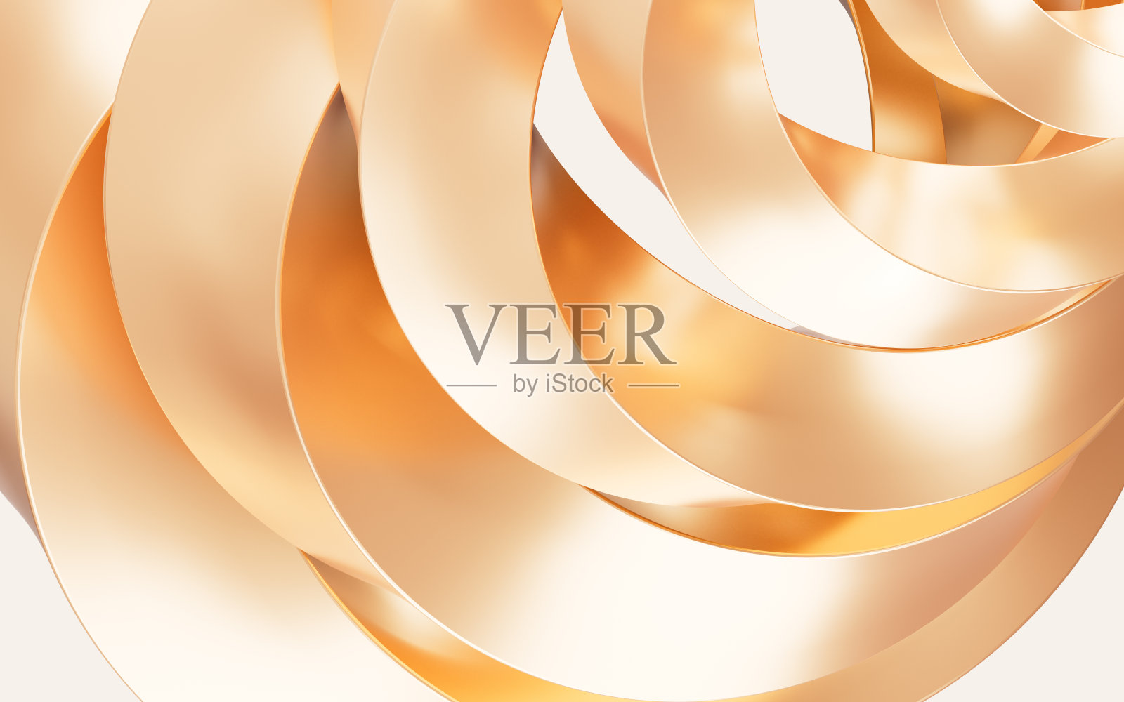 抽象金属环和曲线背景，3d渲染。照片摄影图片