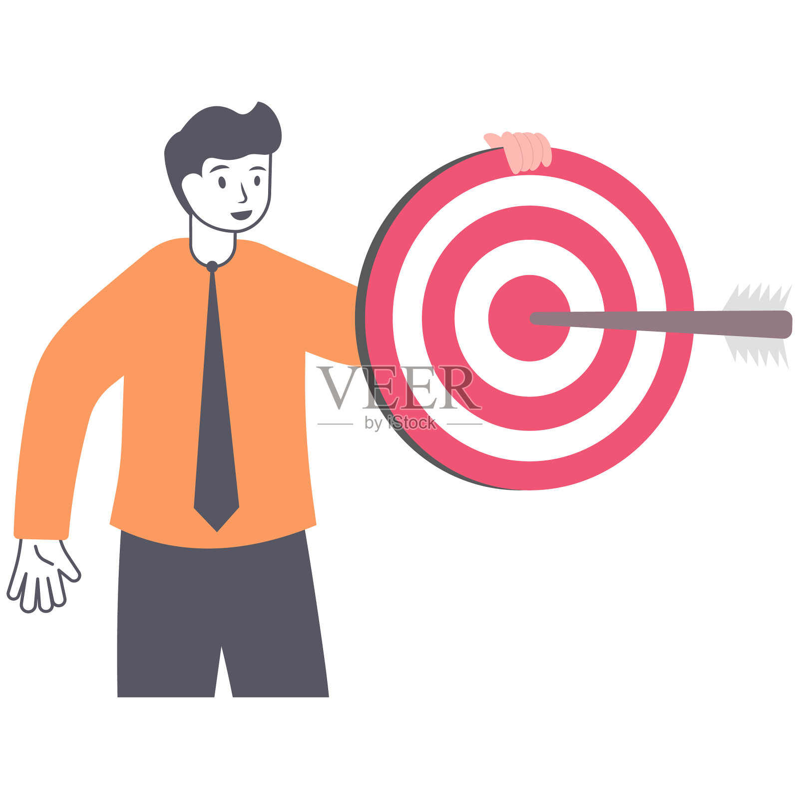 商人指着大目标。矢量图插画图片素材