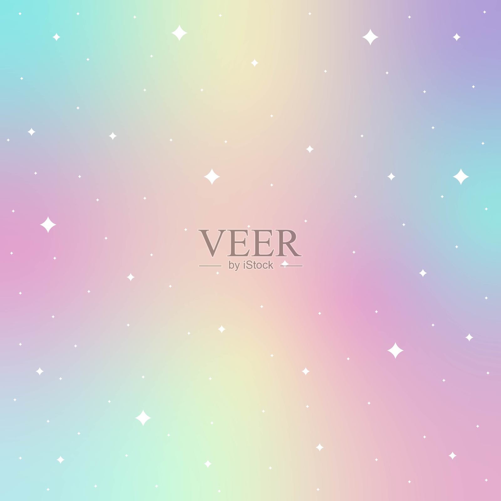 独角兽背景与彩虹天空幻想。五颜六色的太空星系。插画图片素材