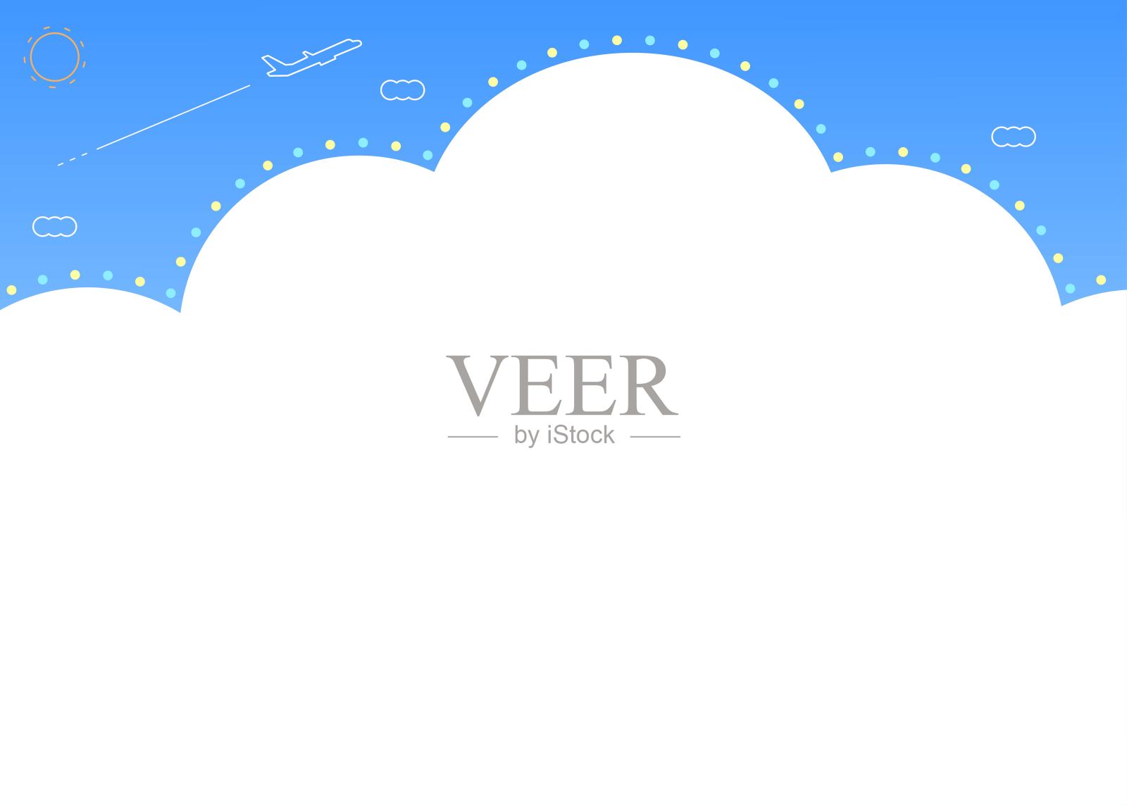 夏季图像pop框架，蓝天白云背景框架插画图片素材