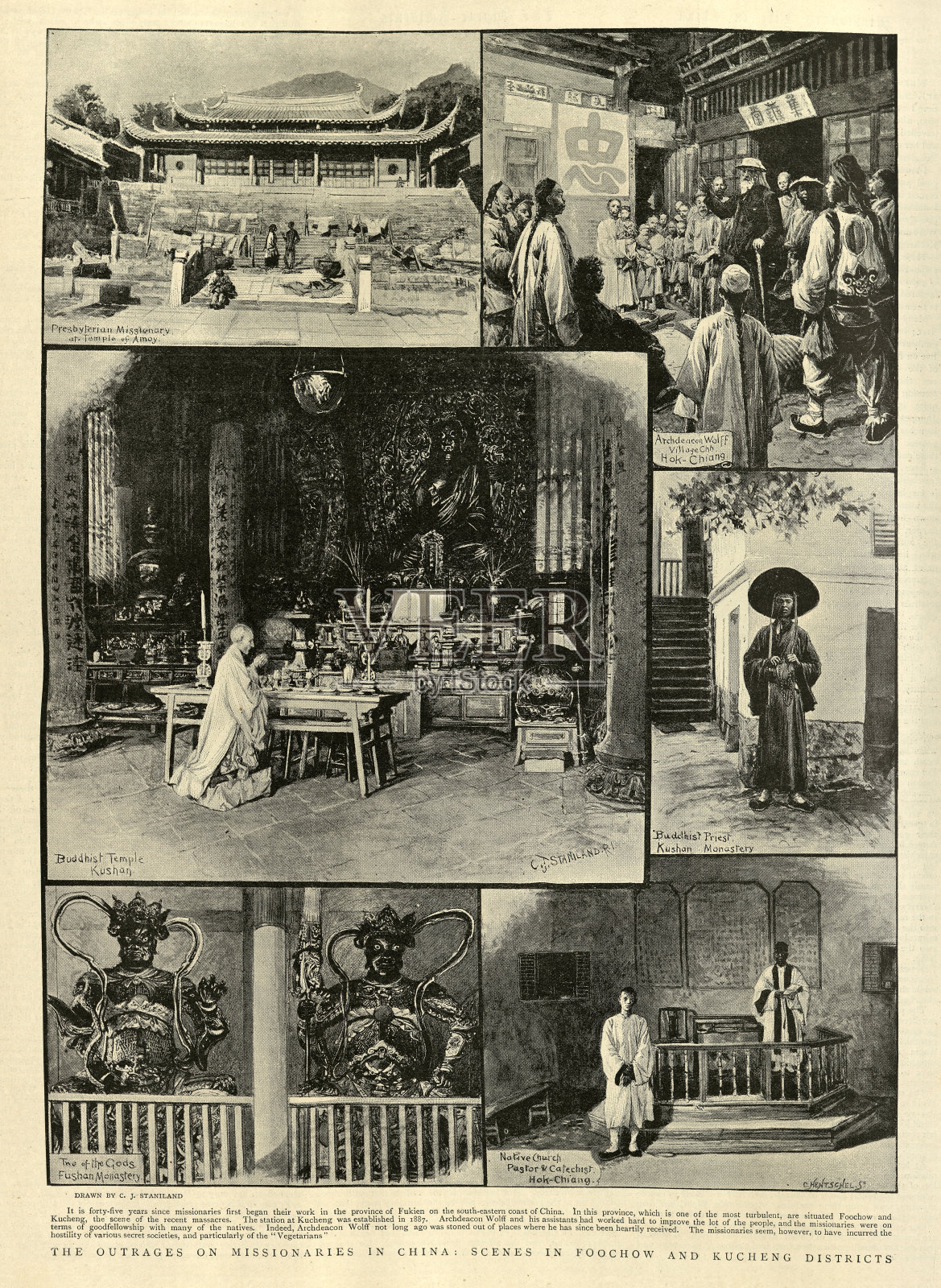 19世纪90年代至19世纪，中国，维多利亚时代的中国历史插画图片素材