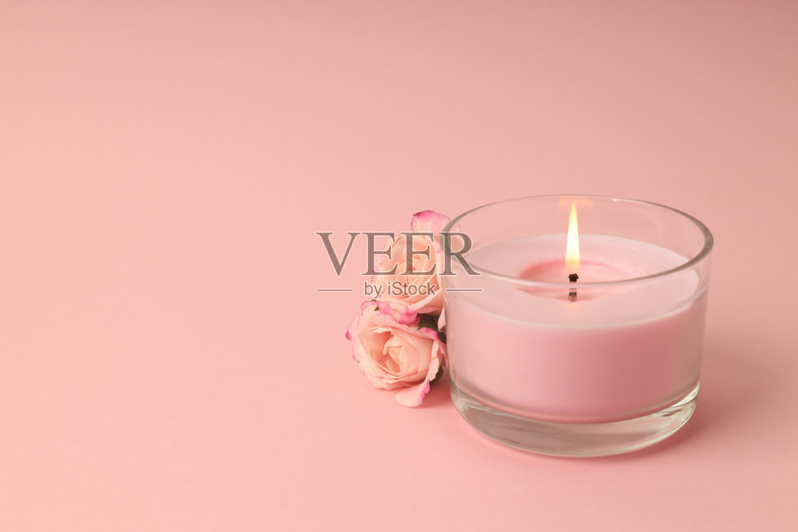 香氛蜡烛放松的概念，文字的空间照片摄影图片