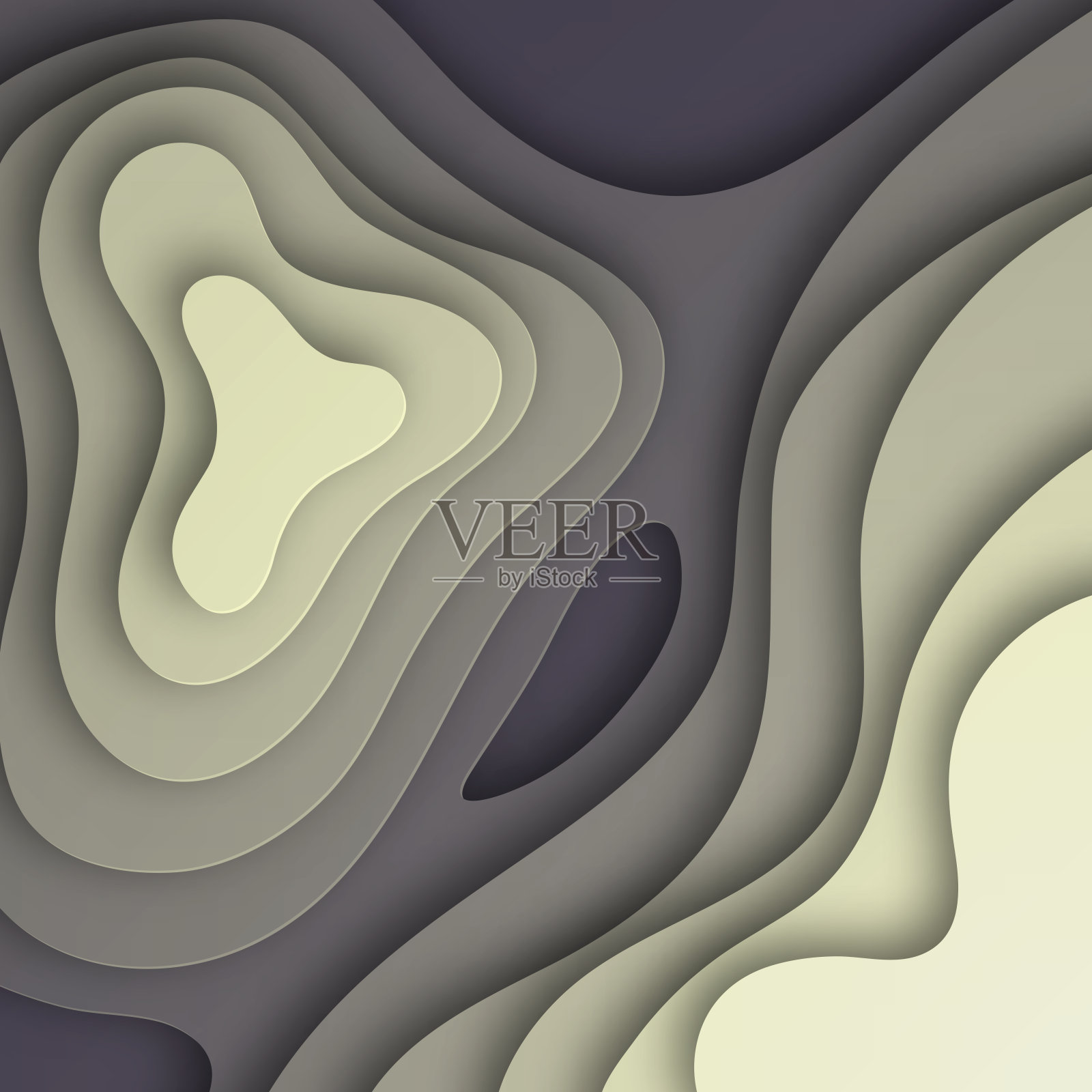 剪纸背景-灰色抽象流体形状-新潮的3D设计插画图片素材