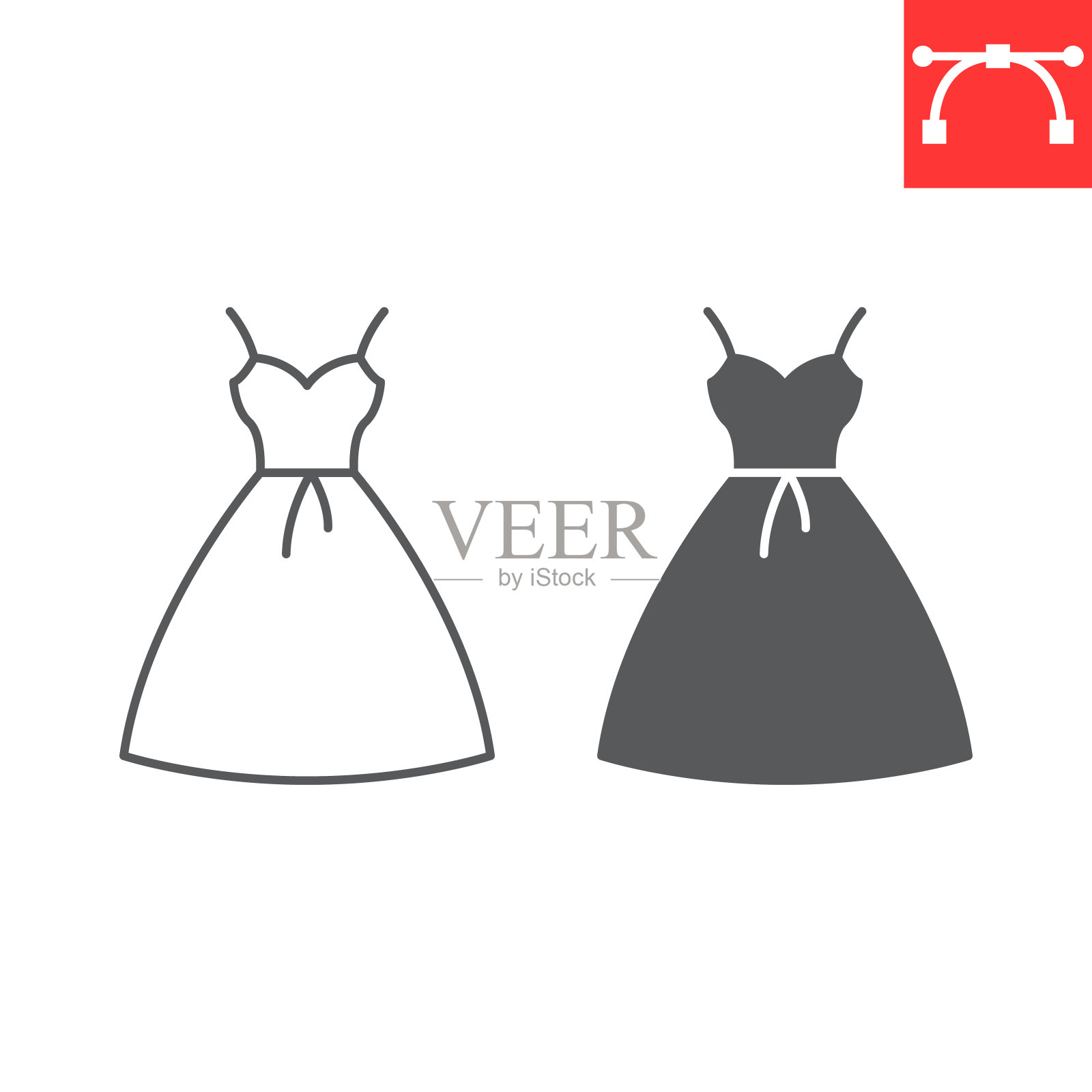 裙线和字形图标插画图片素材