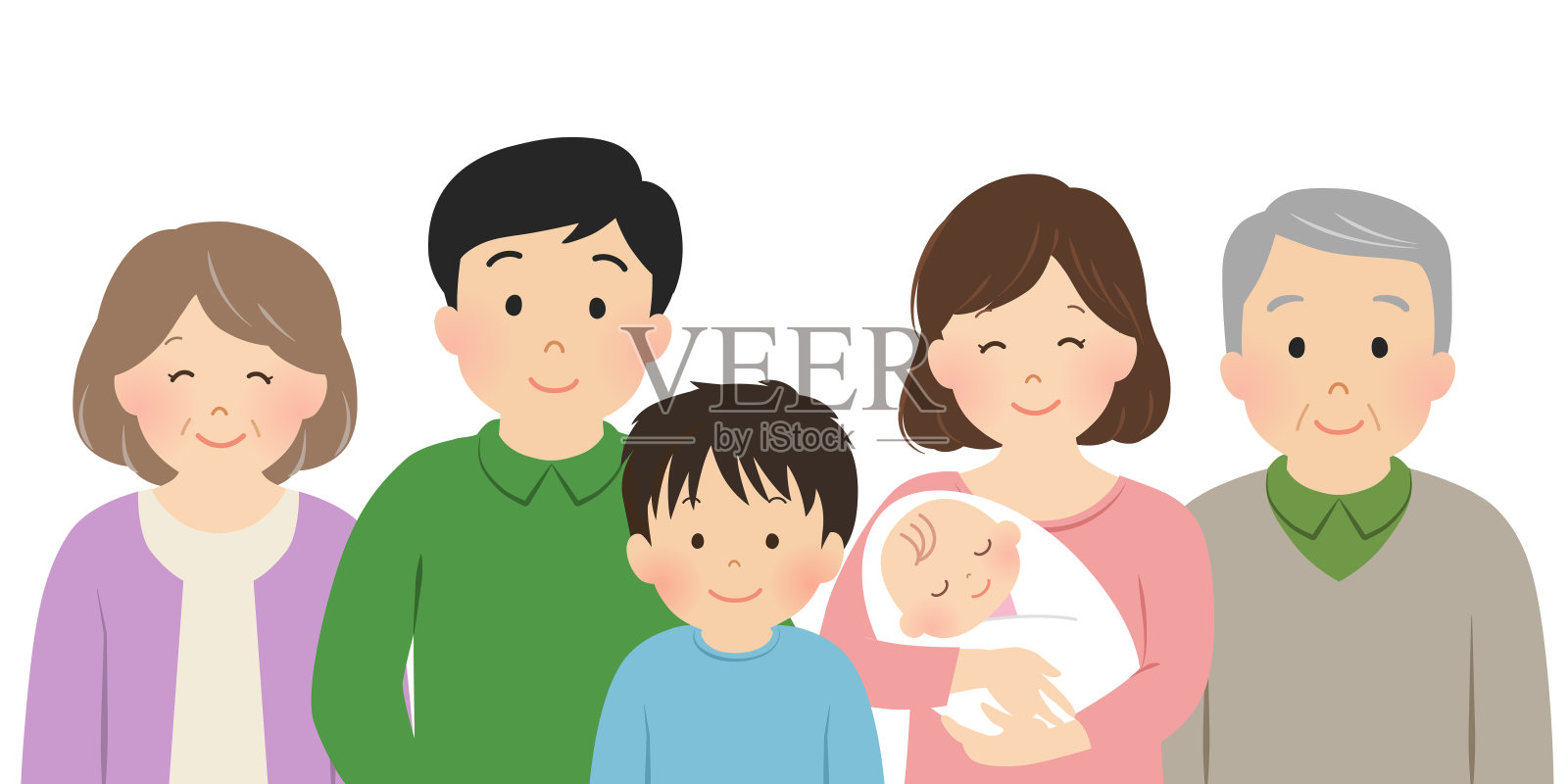 家庭矢量图三代插画图片素材