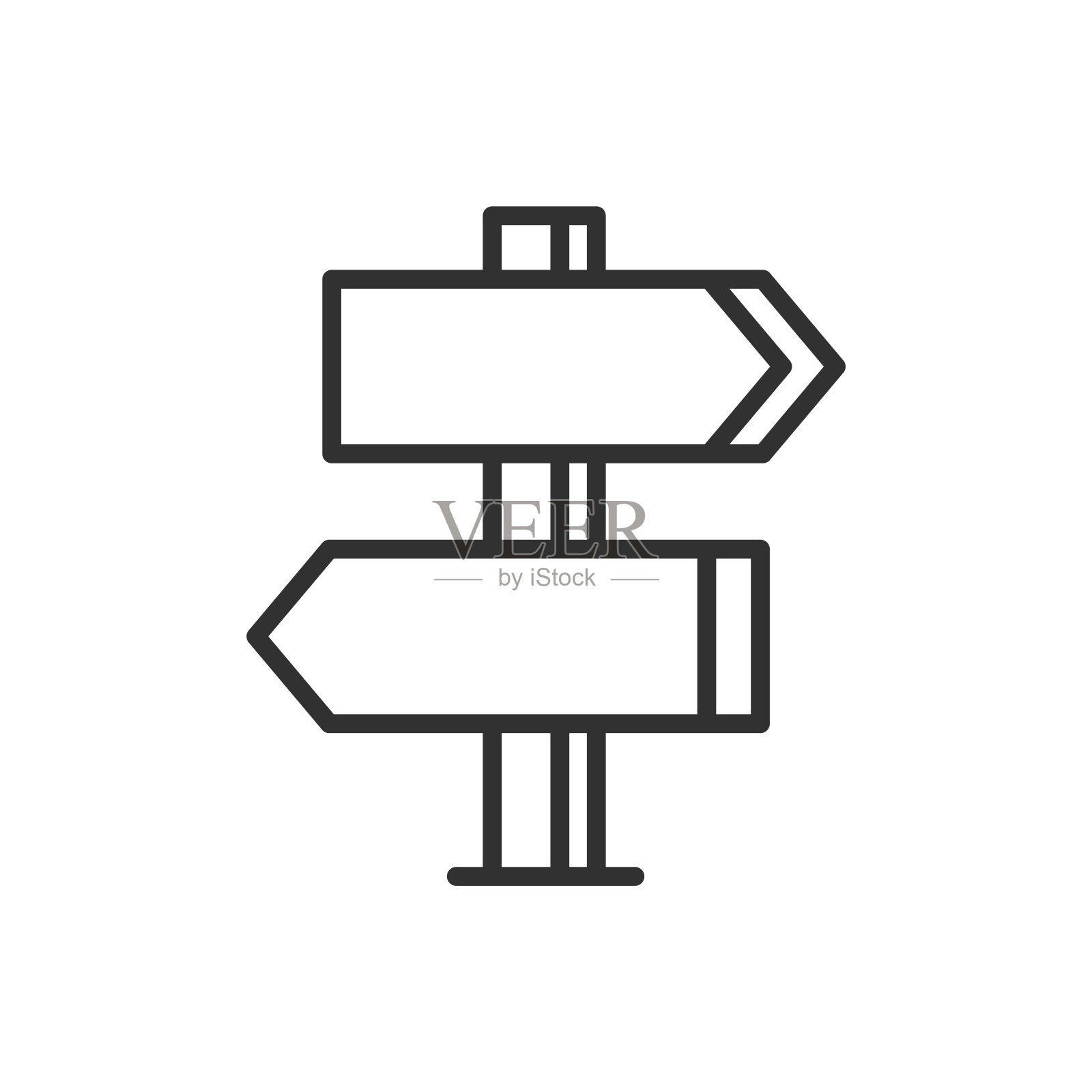 方向标志柱，线性图标。线条可编辑的笔画插画图片素材