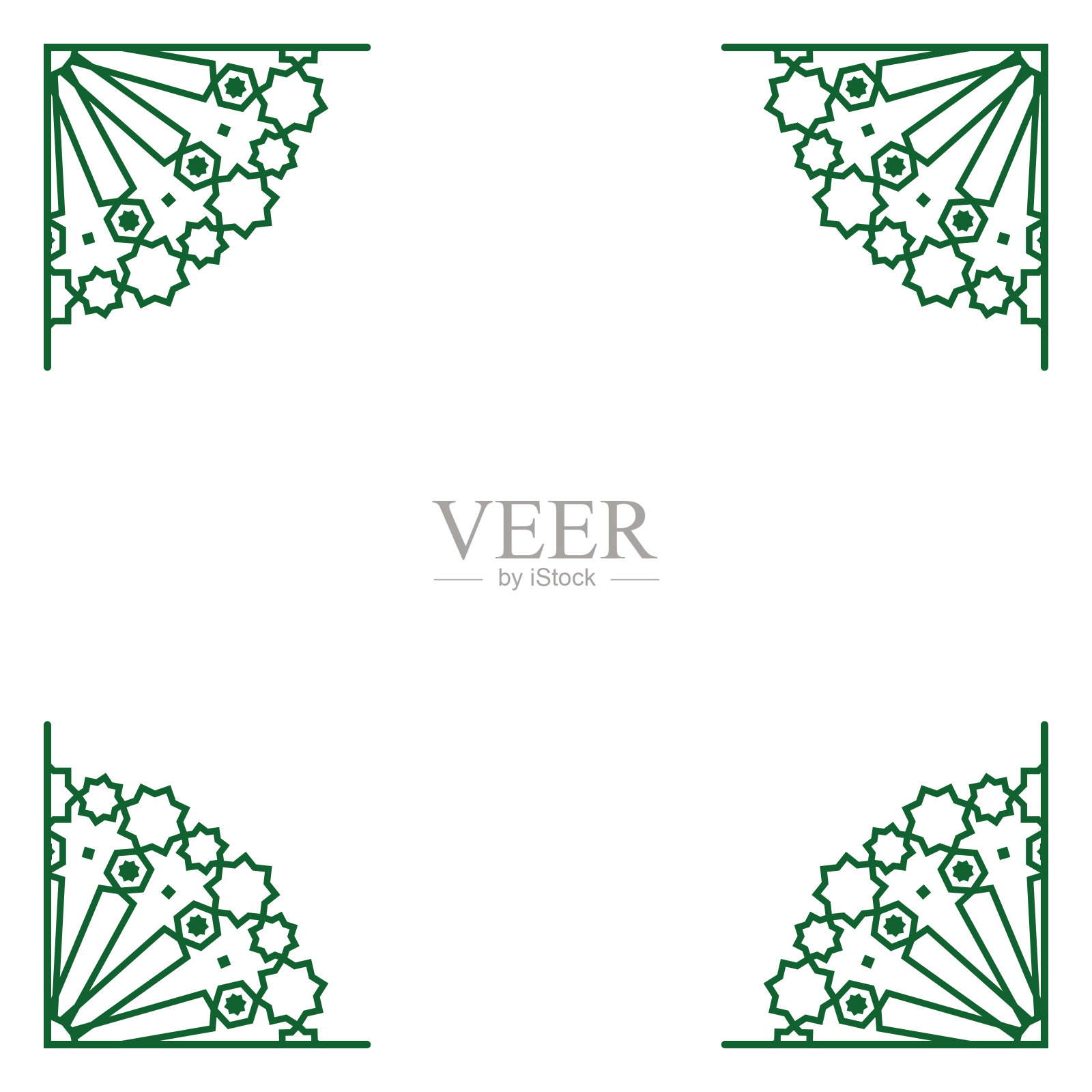 阿拉伯裔美国人传统月马赛克设计元素框架插画图片素材