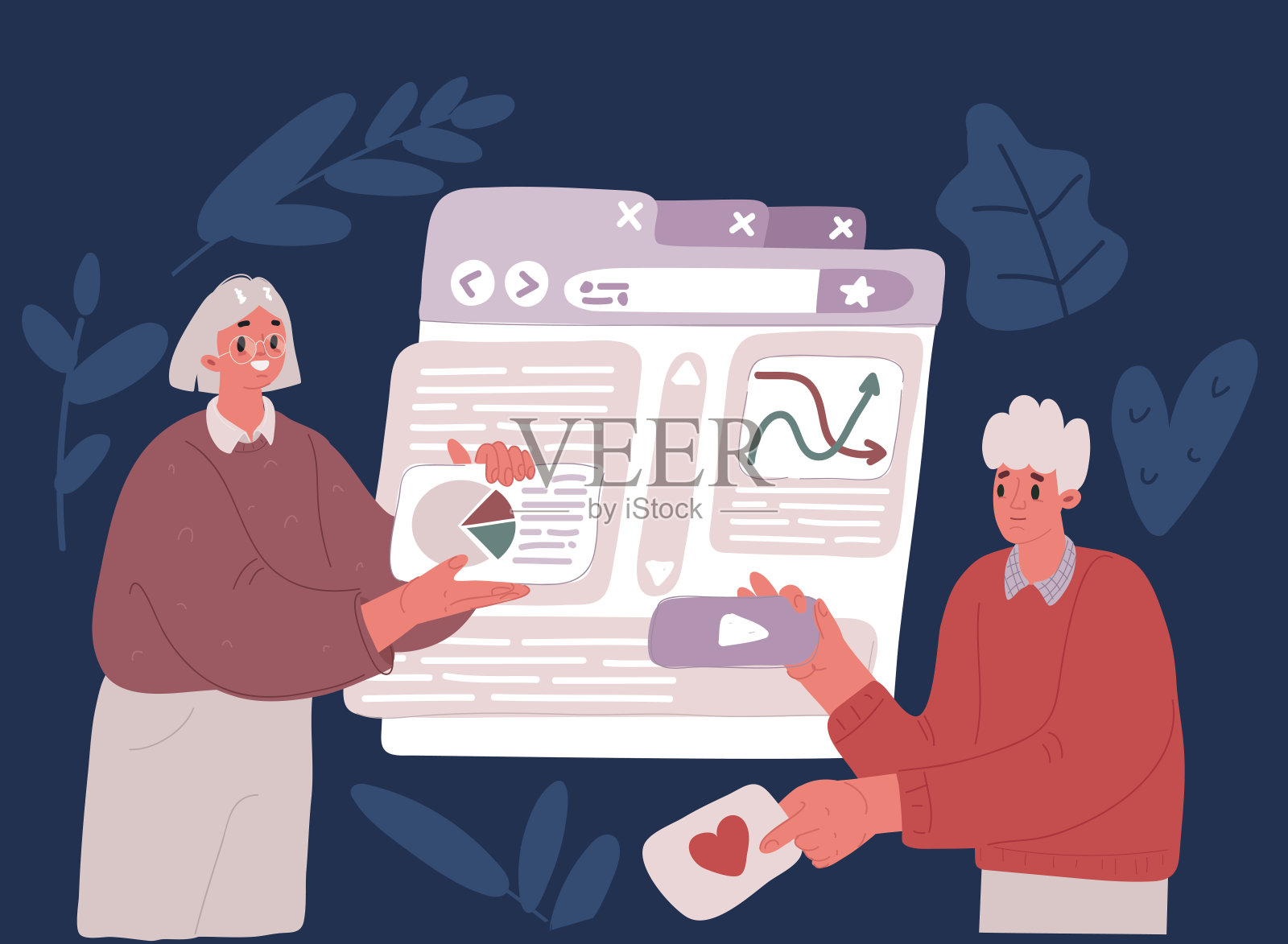 网上购物概念的卡通矢量插图。顾客在网上商店购物，付款，添加商品，商品到虚拟购物车，网站上的订单。插画图片素材