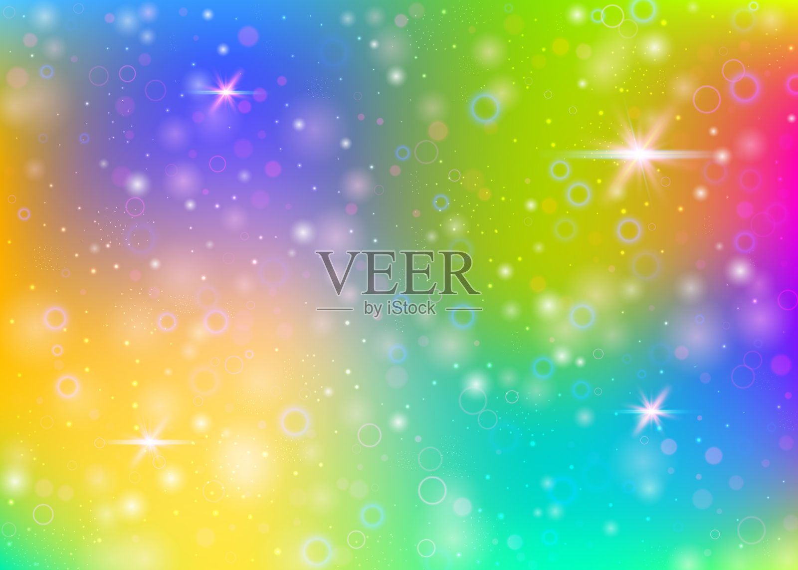 独角兽背景与彩虹网格。插画图片素材