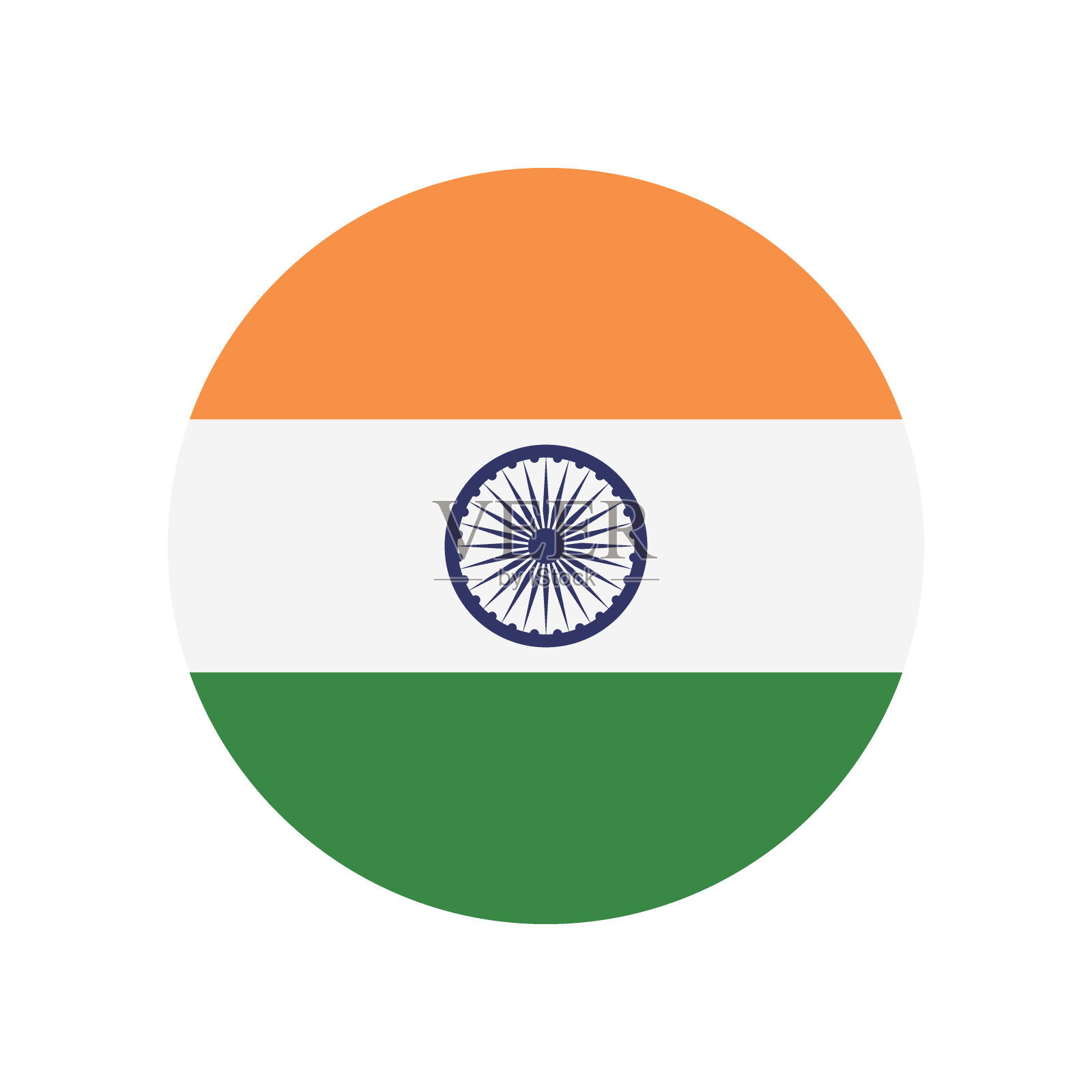 印度国旗。圆形图标。标准颜色。电脑插图。数码插图。矢量插图。插画图片素材