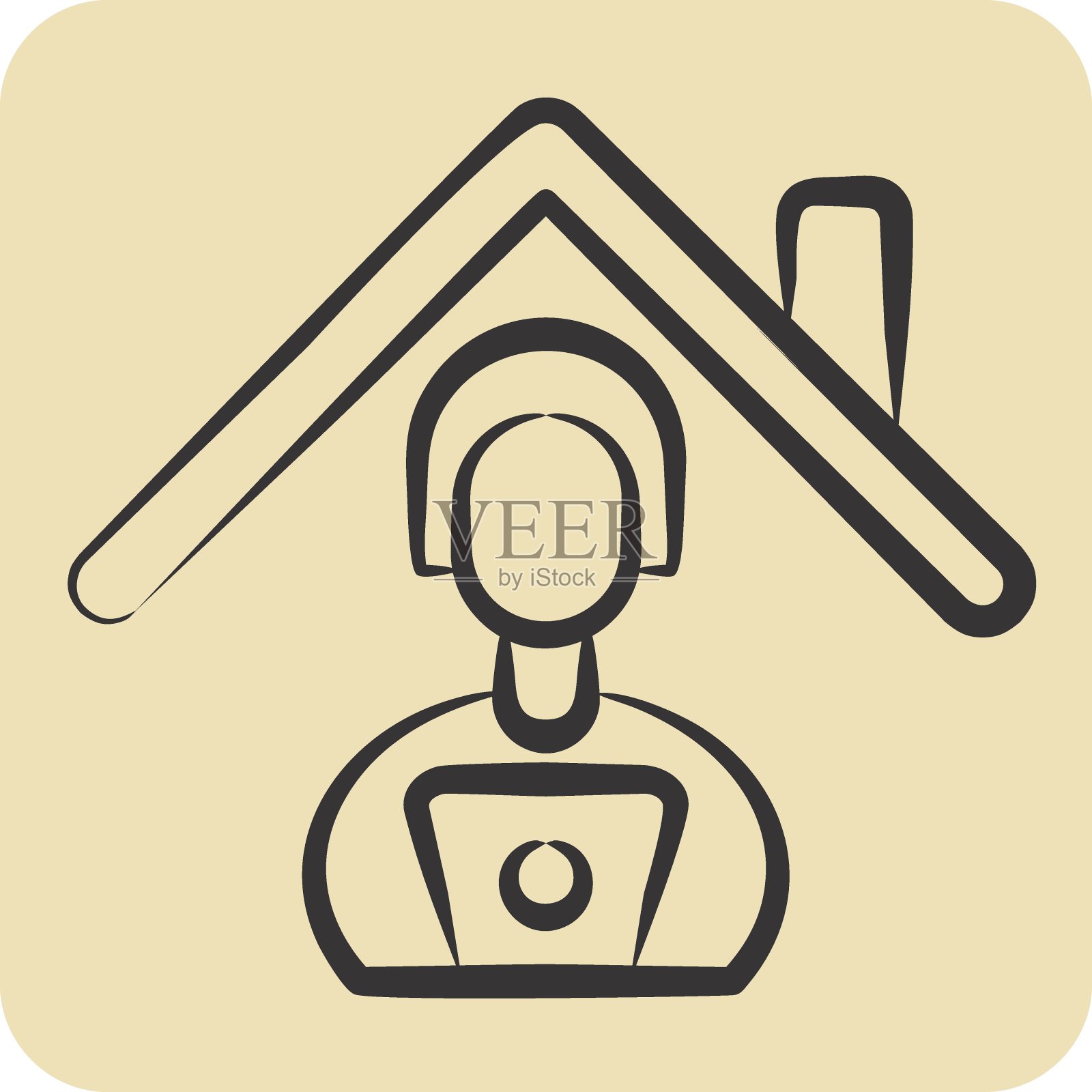 图标远程学习。与远程工作符号相关。手绘风格。简单的设计说明插画图片素材